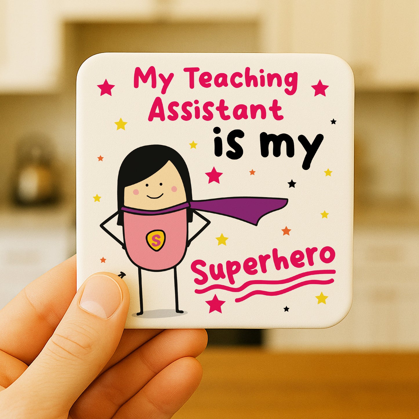 Gift For Teaching Assistant Coaster Thank You Gift My Superhero