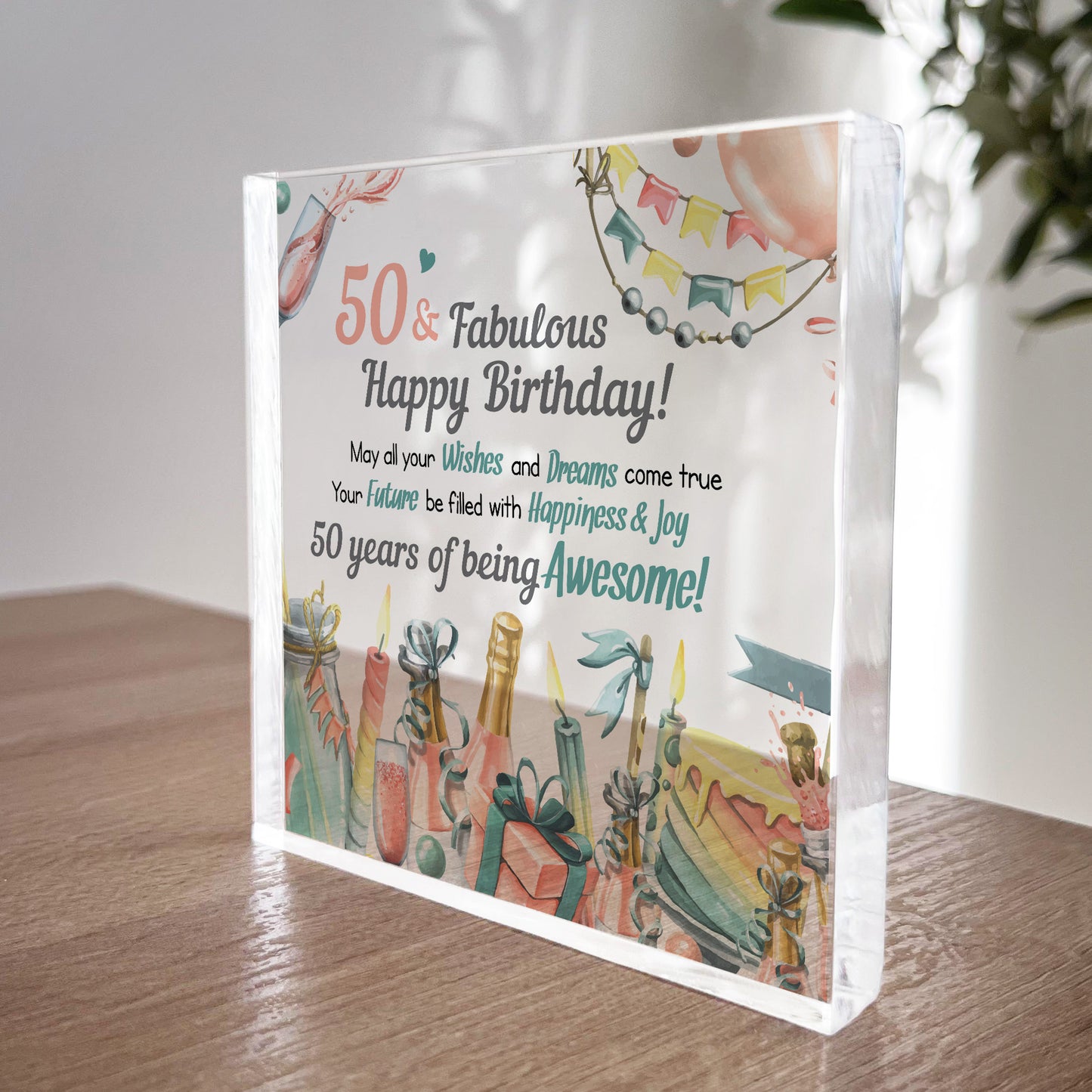 50th Birthday Acrylic Plaque 50th Birthday Gifts for Women