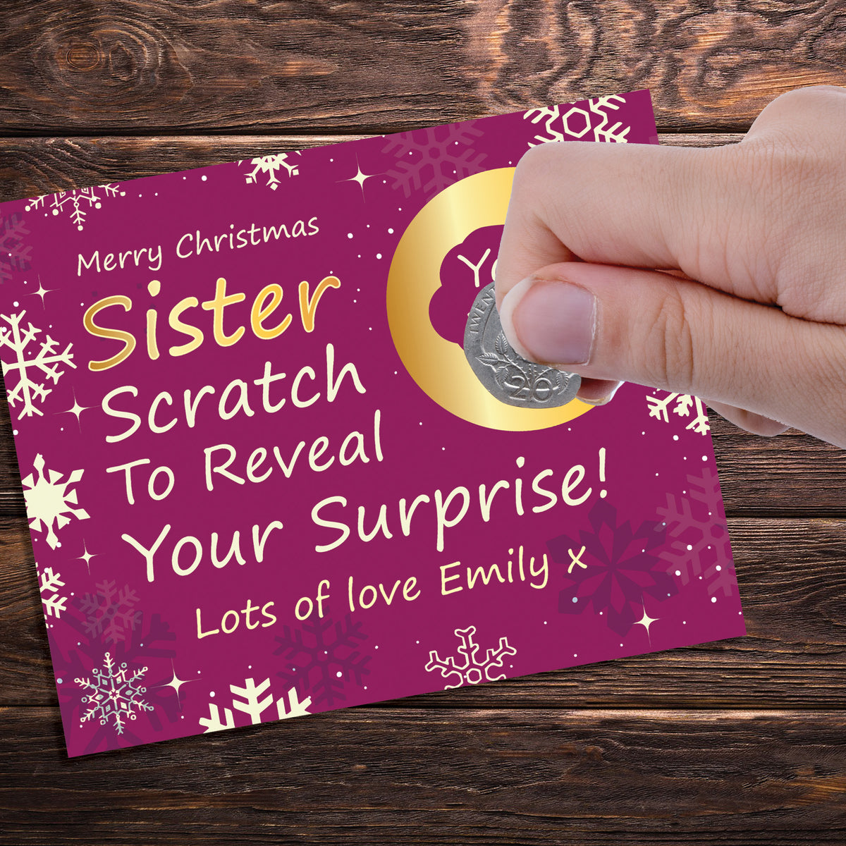 Personalised Sister Christmas Scratch Reveal Card Surprise