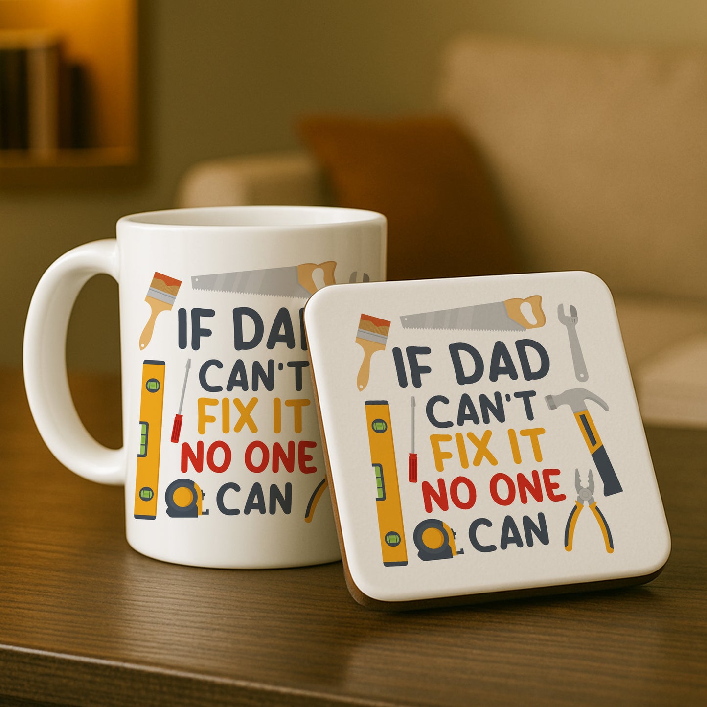Dad Mug and Coaster Funny DIY Handyman Gift For Fathers Day