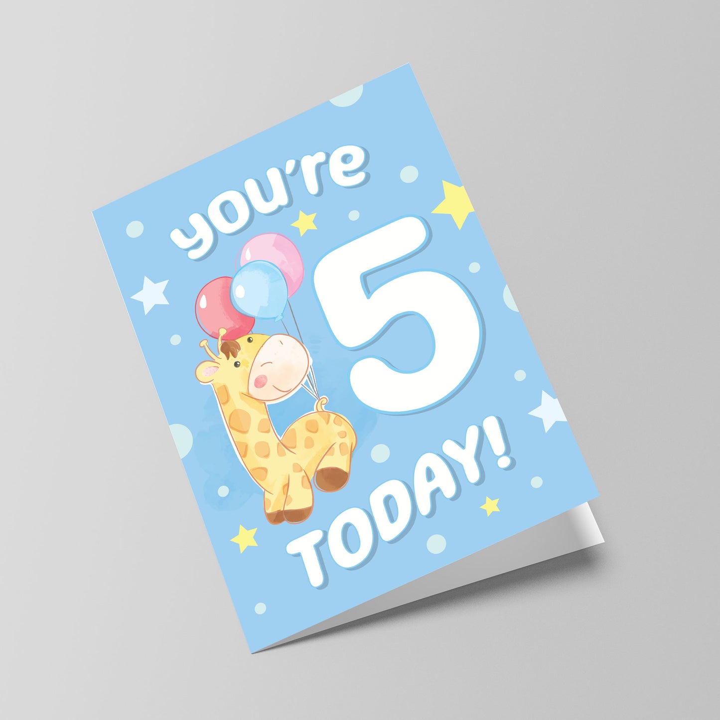 5th Birthday Age 5 Children's Kids Baby Giraffe Greetings Card