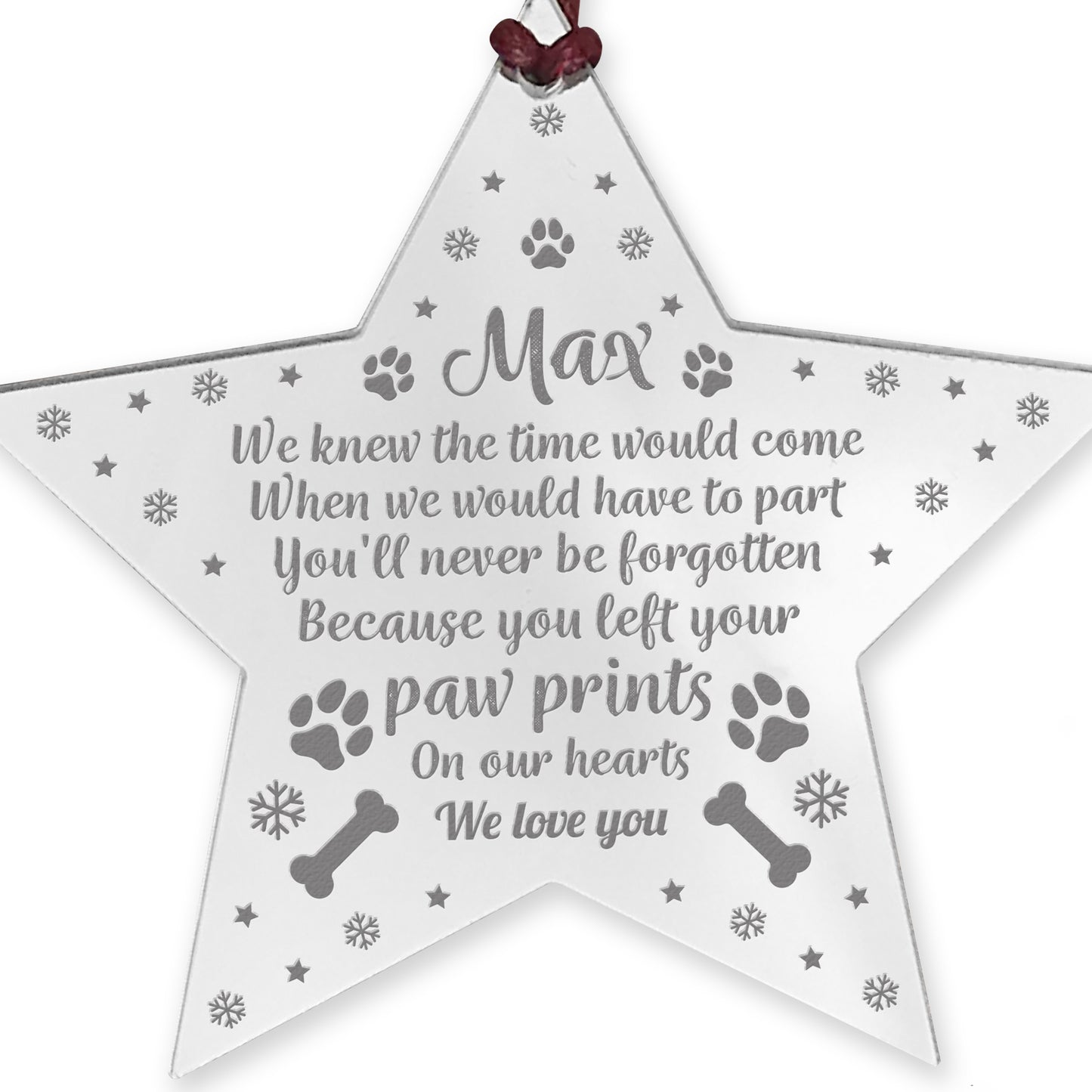 DOG MEMORIAL Acrylic Christmas Tree Poem Decoration Personalised