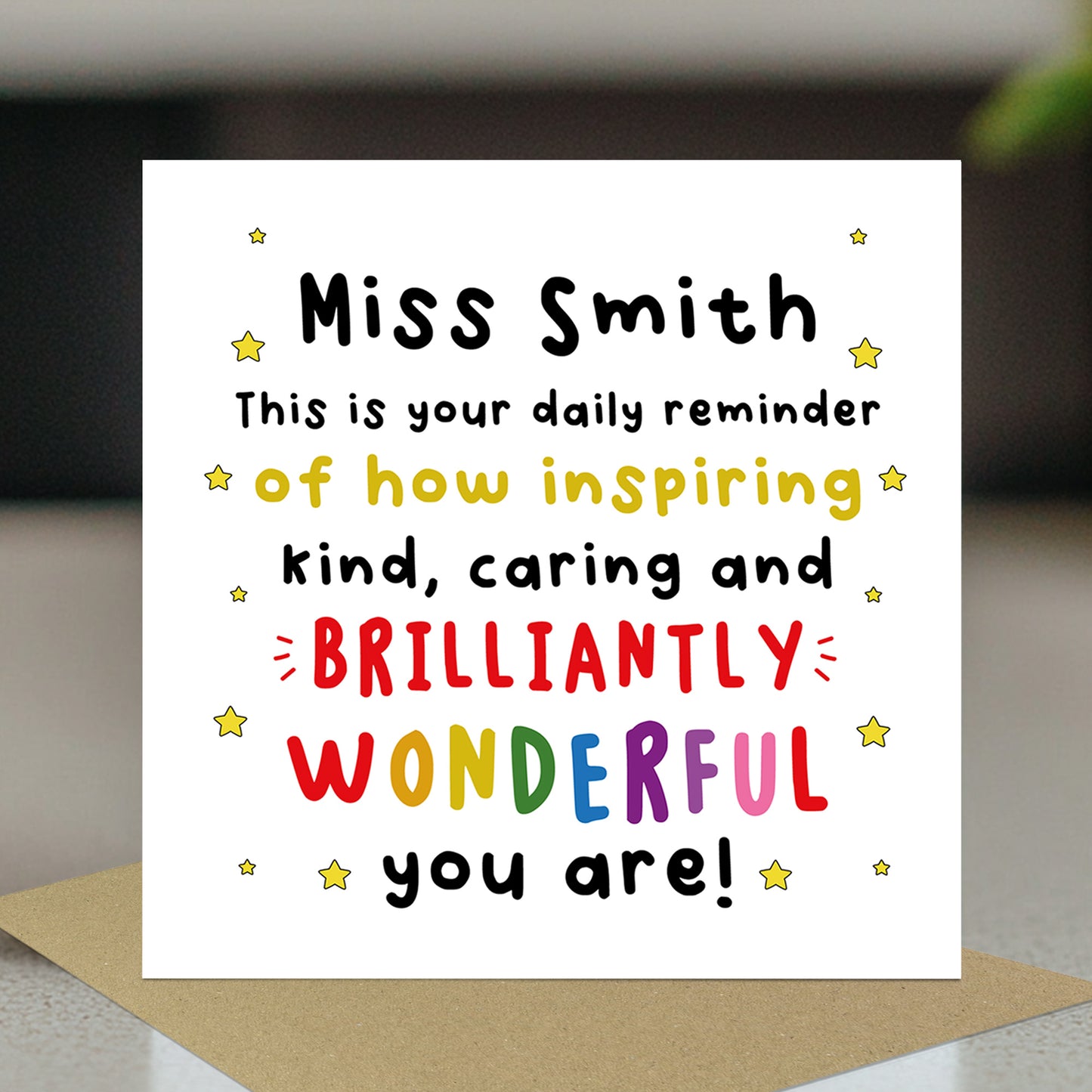 PERSONALISED Teacher Card Thank You Cards for Wonderful Teacher