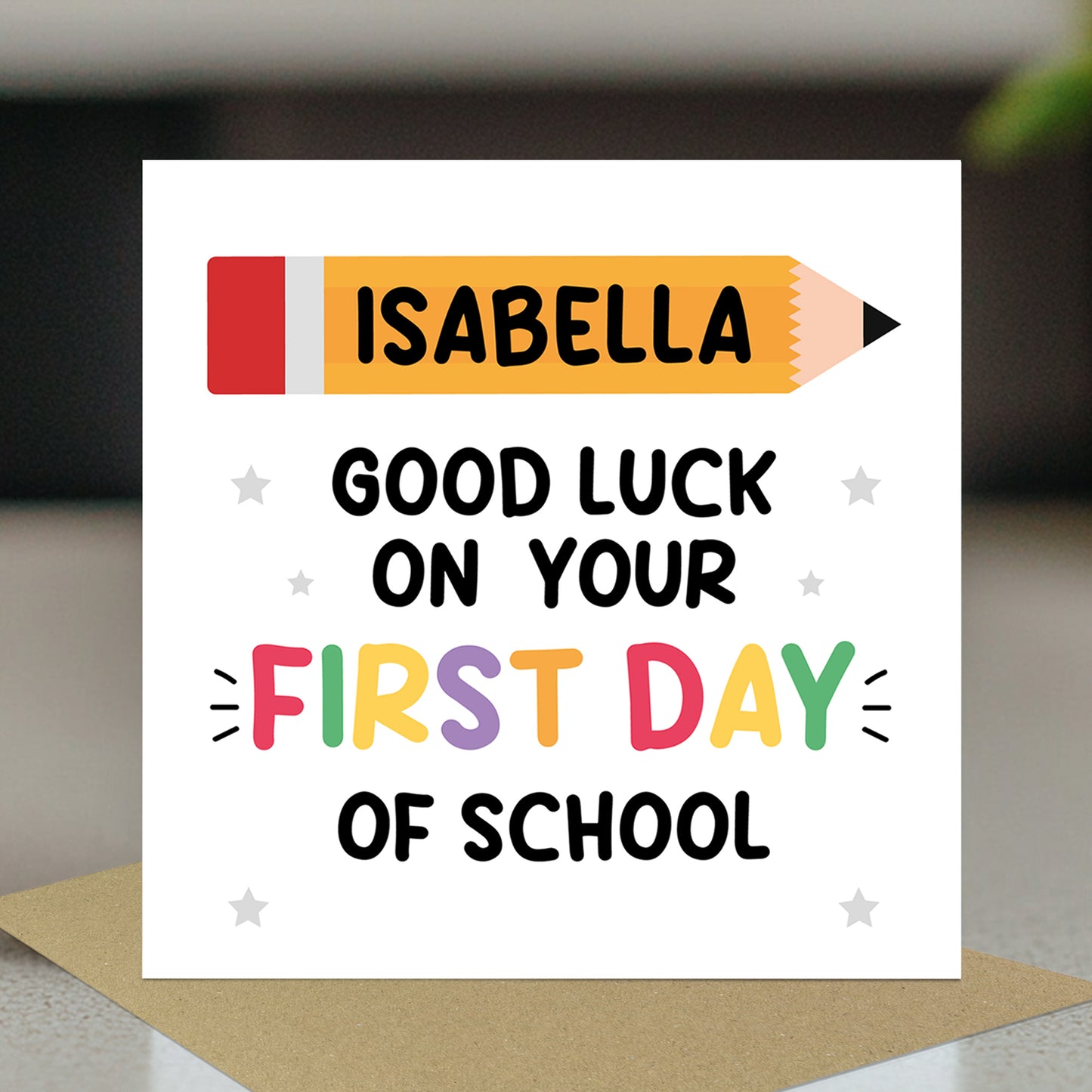 Personalised Good Luck On Your First Day of School Card For Son