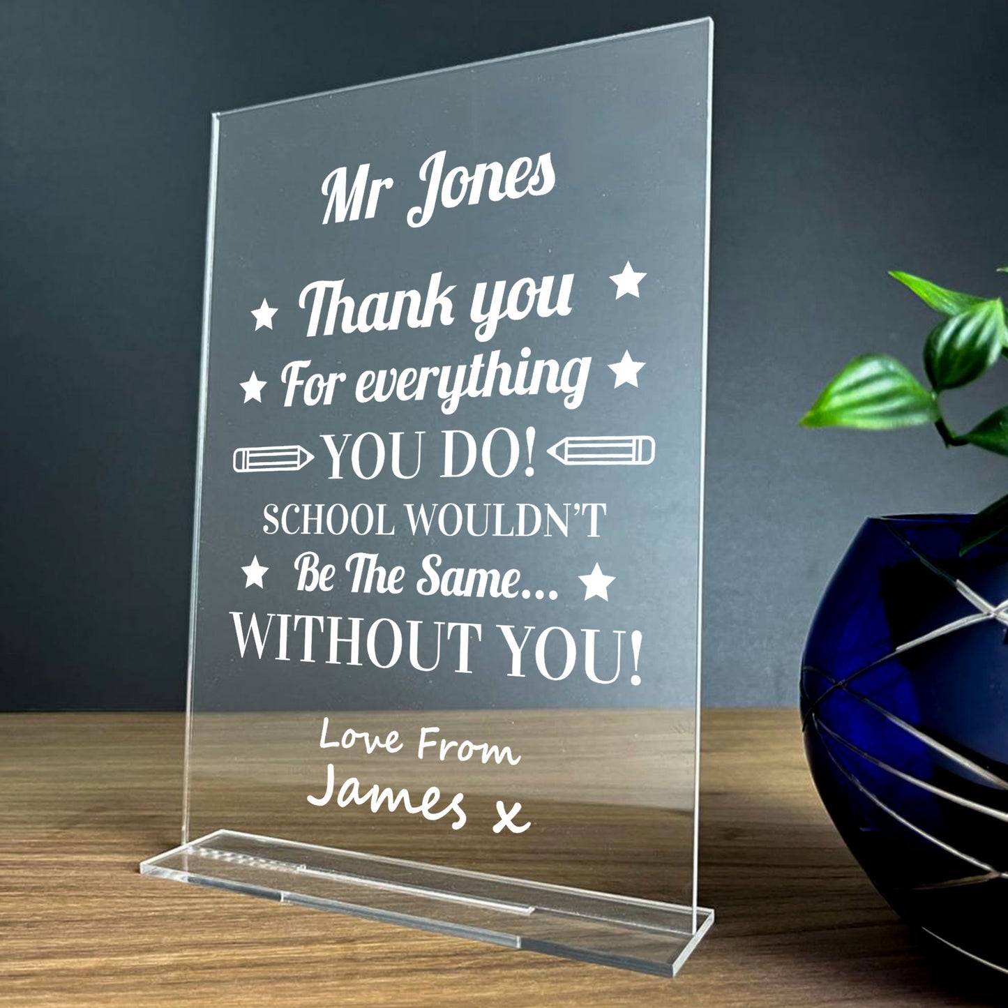 PERONALISED Thank You Teacher Plaque End Of School Year Leaving