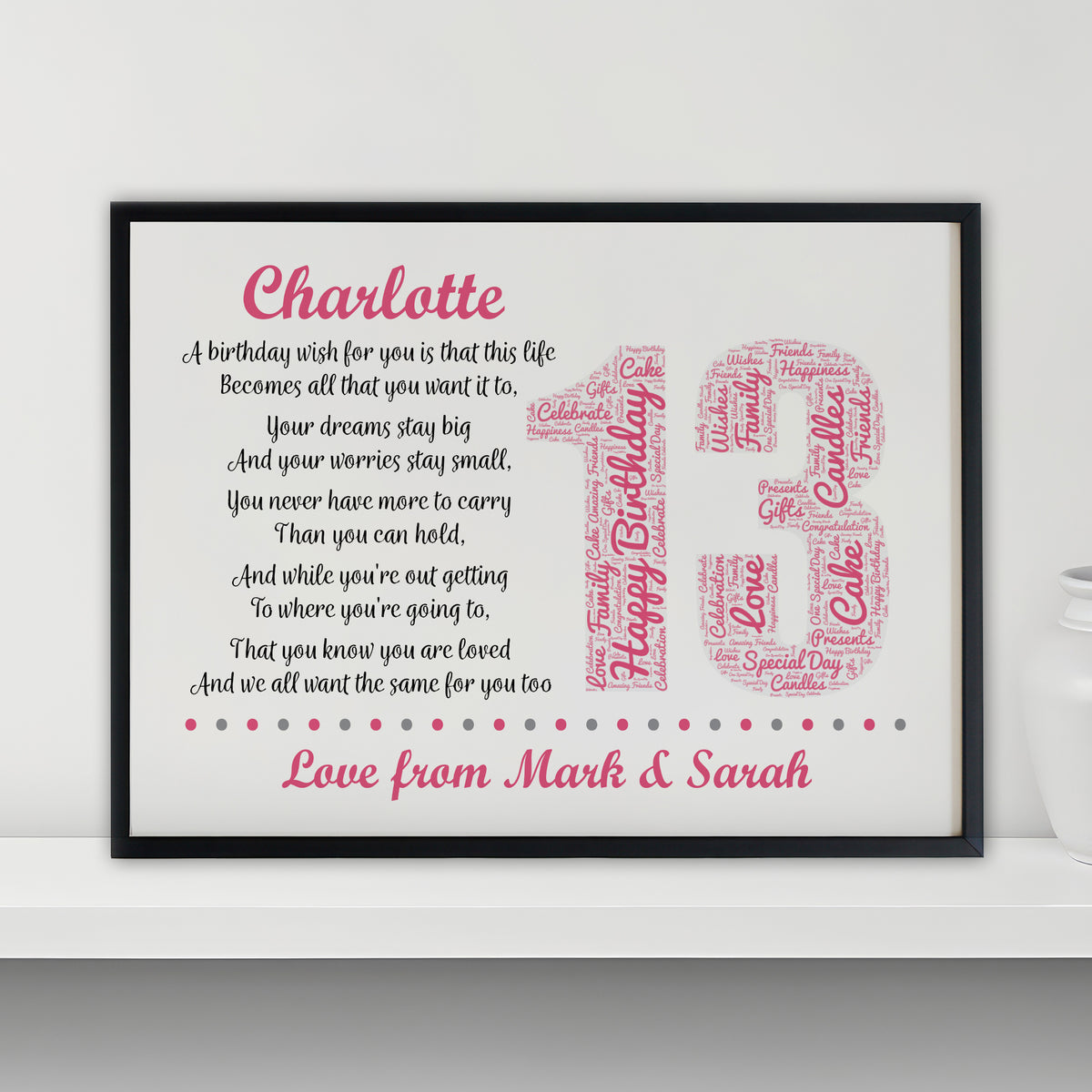 Personalised 13th Birthday Gift for Her Daughter A3 Framed Print