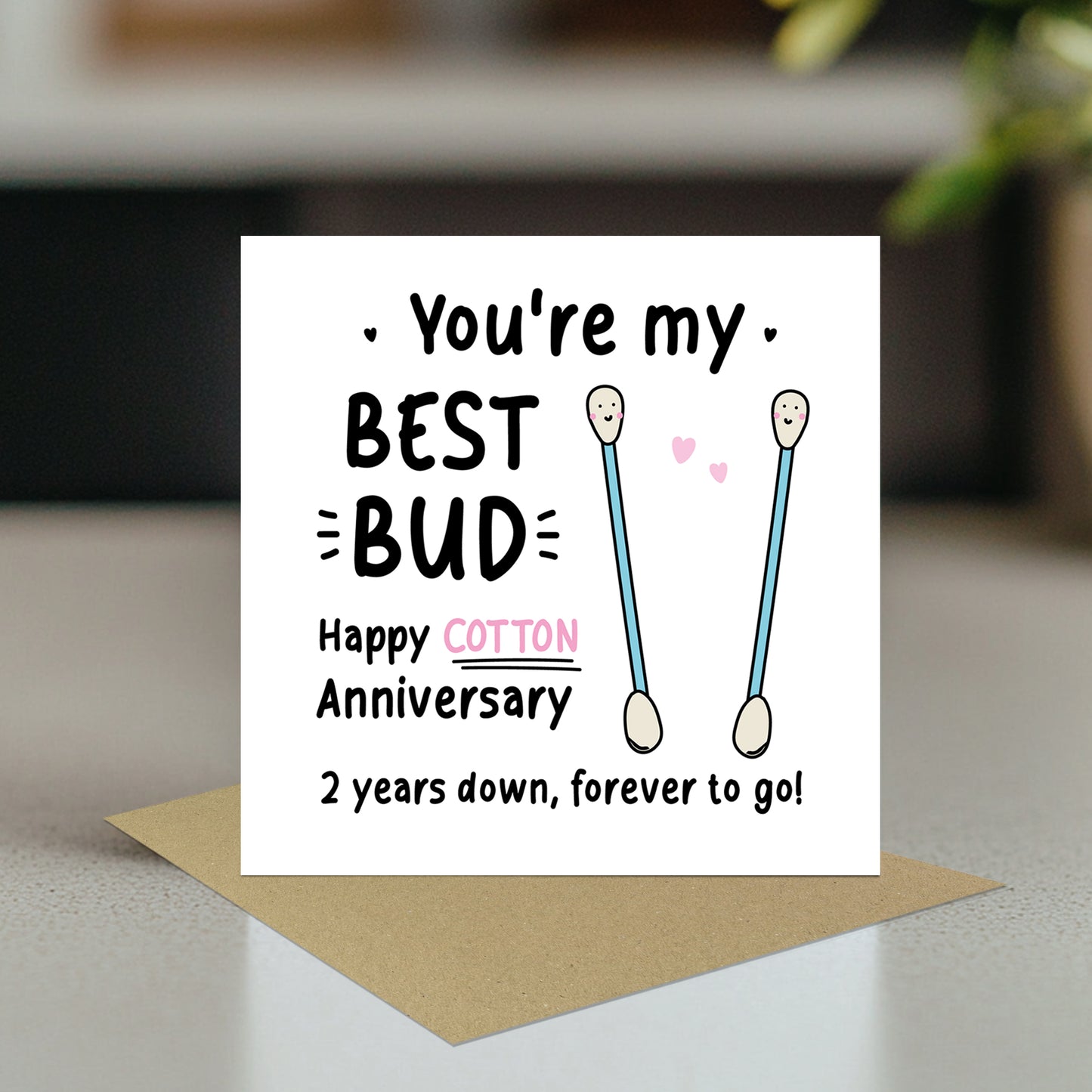 Funny 2nd Anniversary Card For Husband Bud Cotton Anniversary
