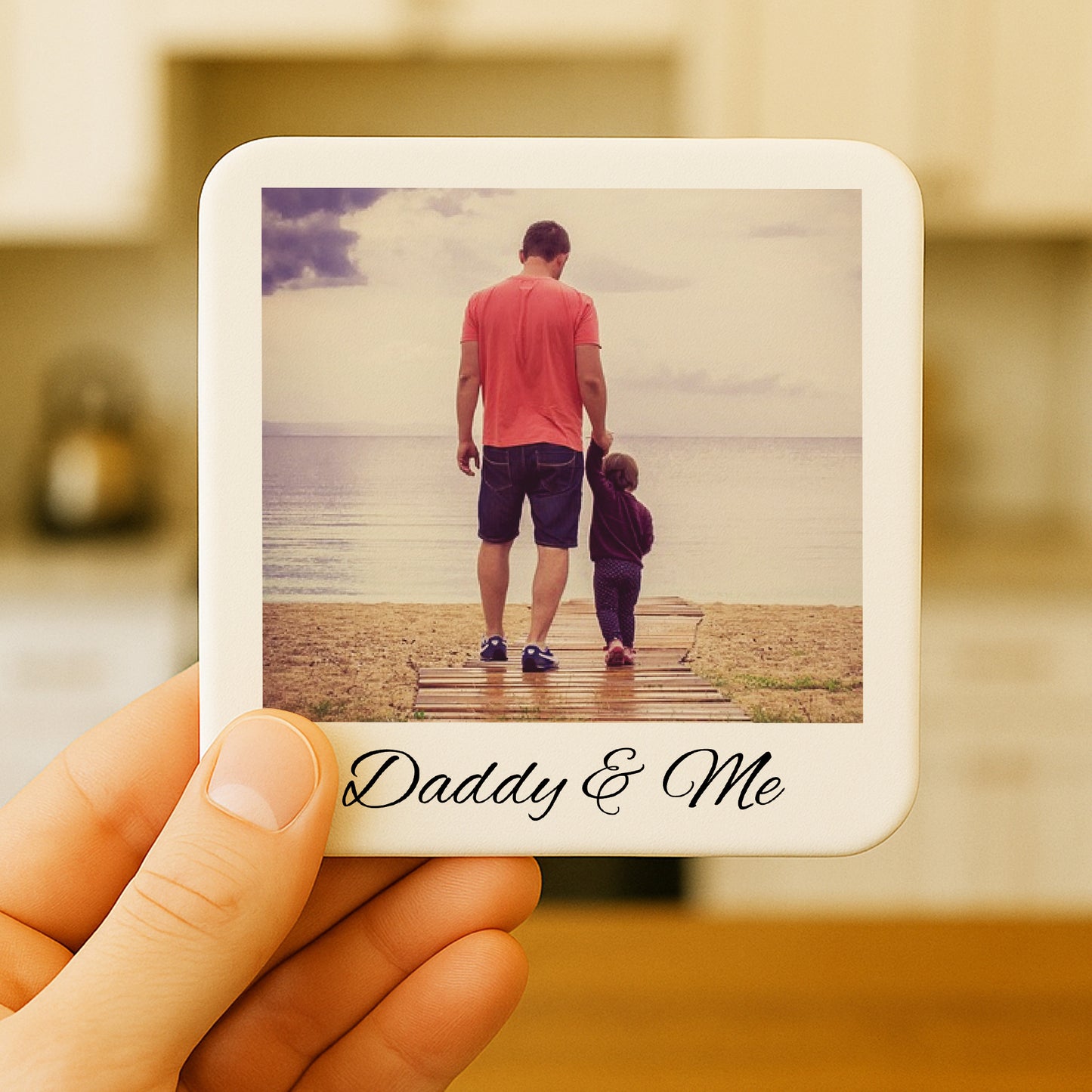 Personalised Daddy Gift Daddy And Me Photo Coaster Gift