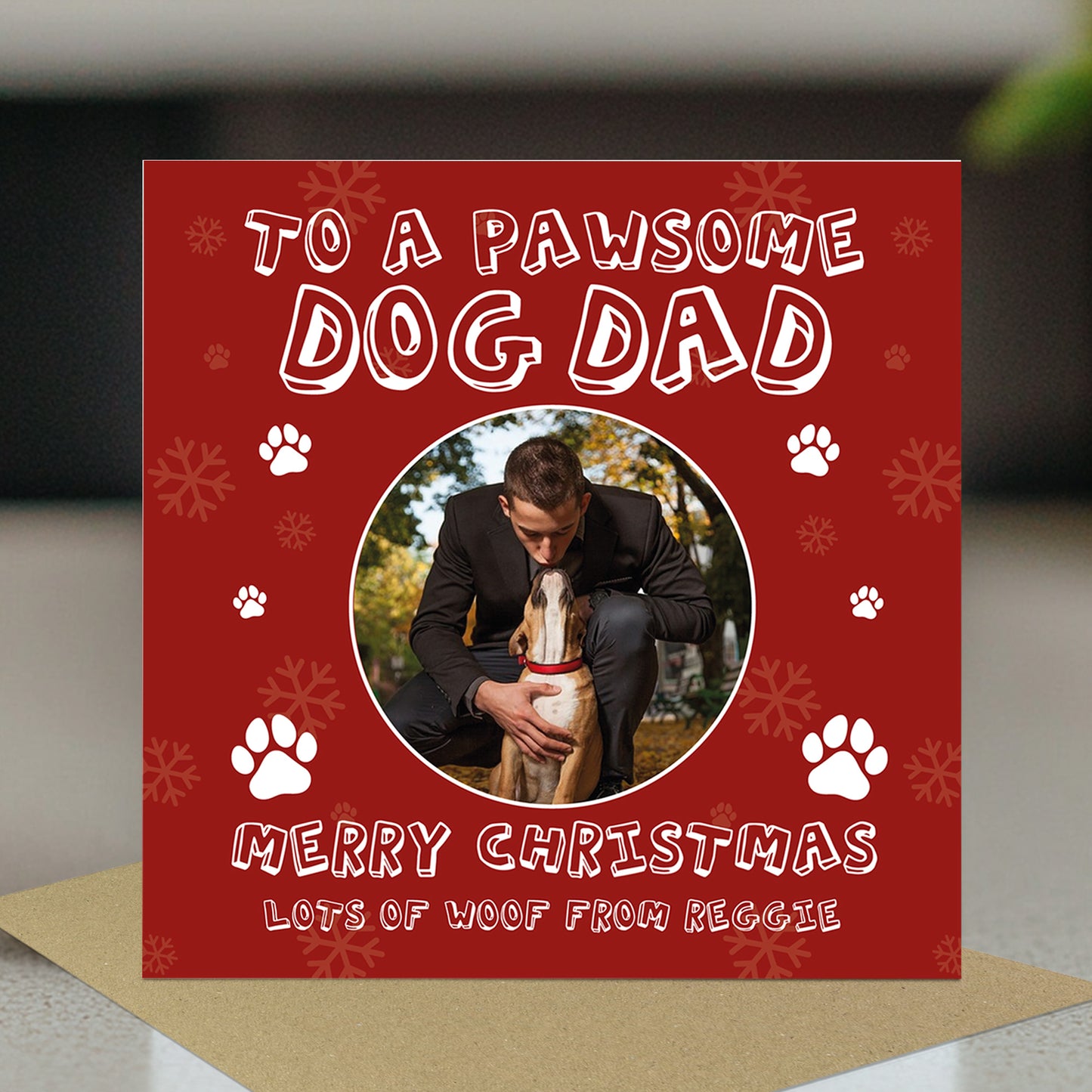 Merry Christmas Card For Pawsome Dog Dad Personalised Photo Card
