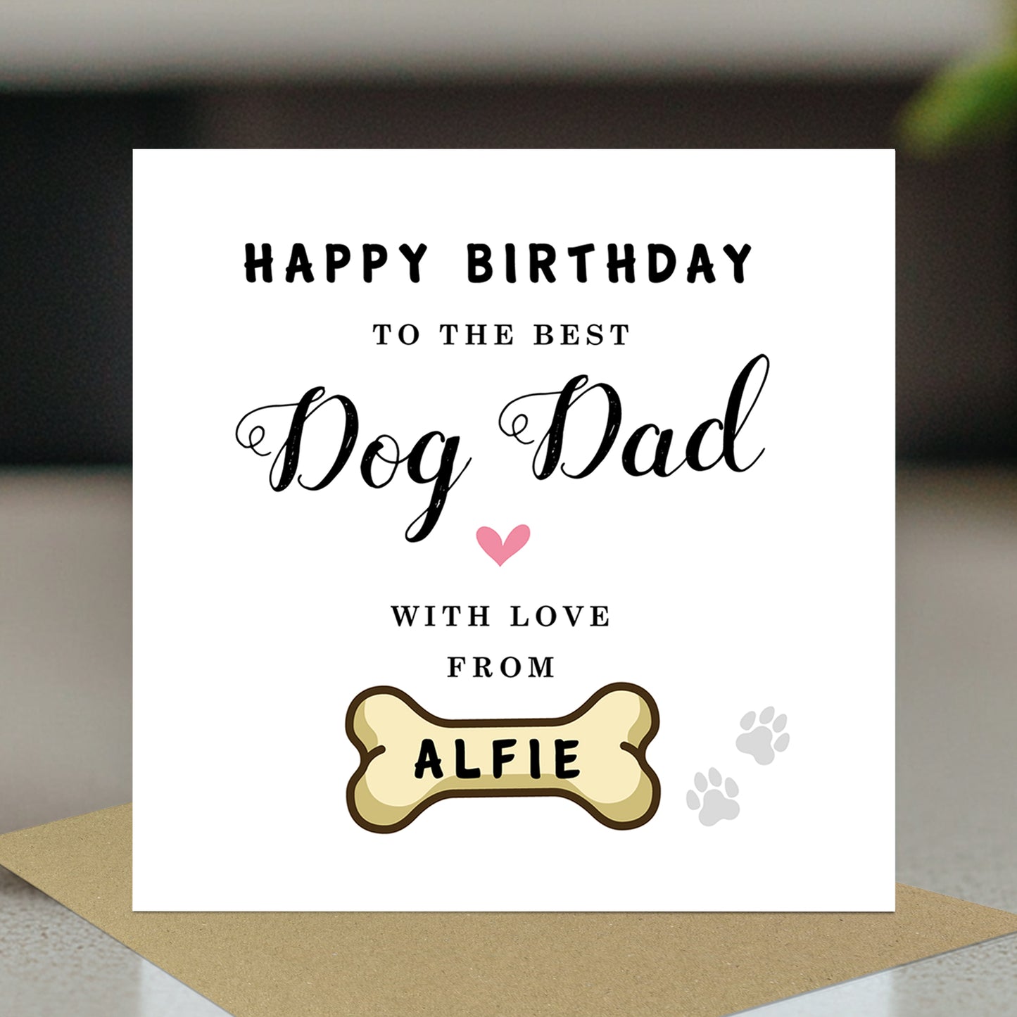 Personalised Card For Best Dog Dad Card With Envelope Birthday