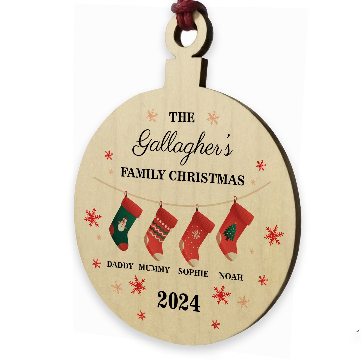 Personalised Christmas Decoration For Family of 4 Ornament