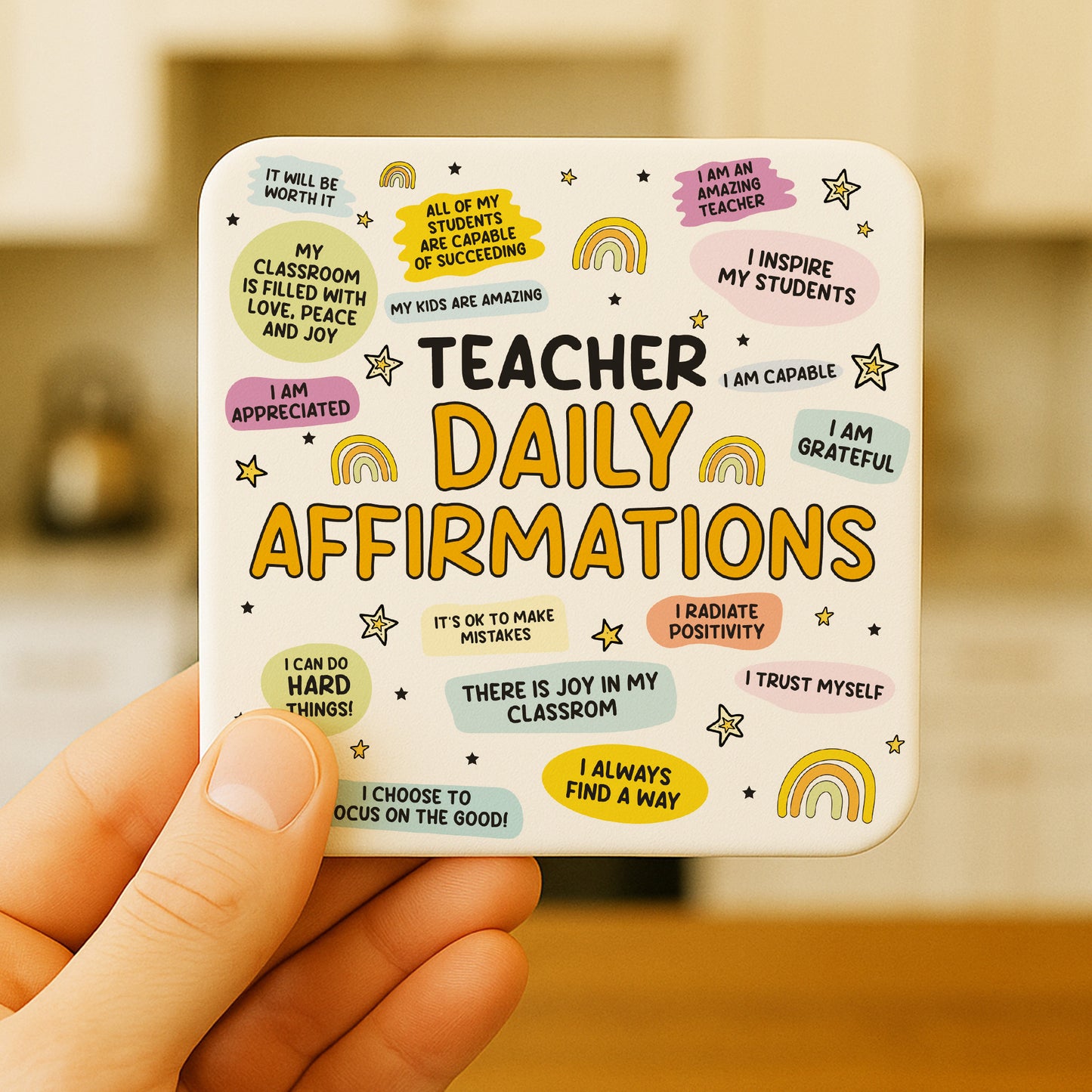 Teacher Gift Teacher Daily Affirmations Coaster TA Gift