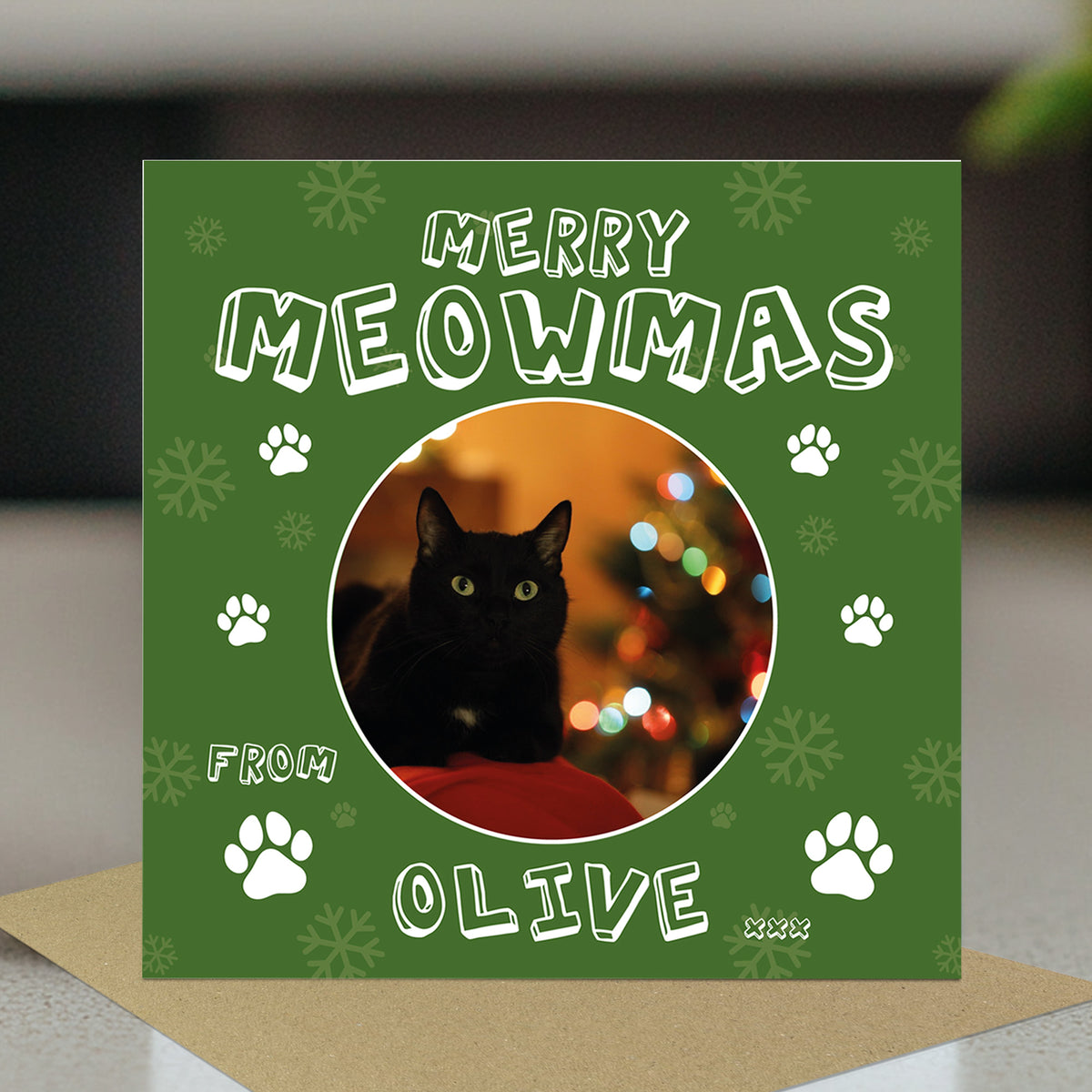 Personalised Christmas Card From The Cat Photo Greetings Card