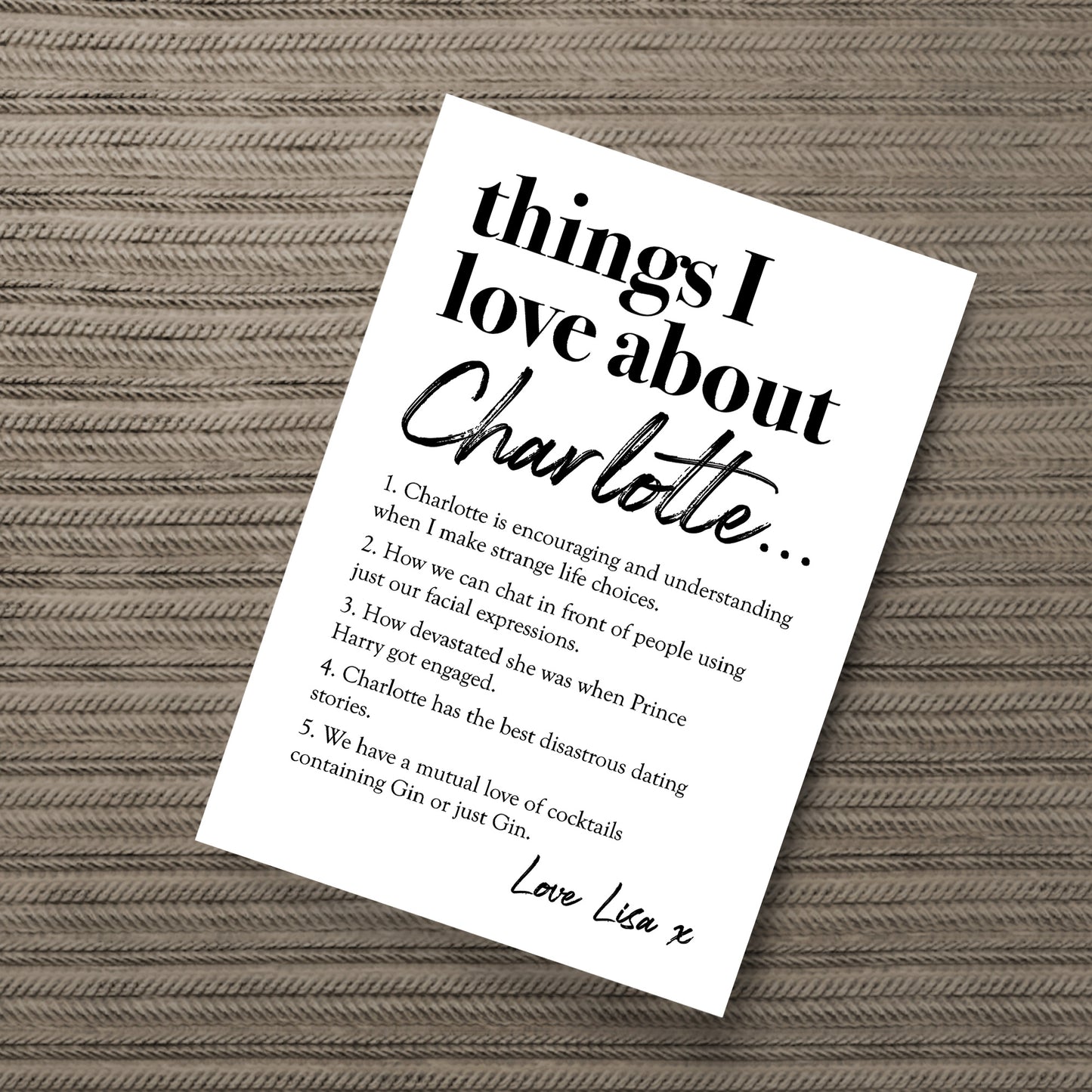 Personalised Gift For Best Friend I Love About My Friend Print