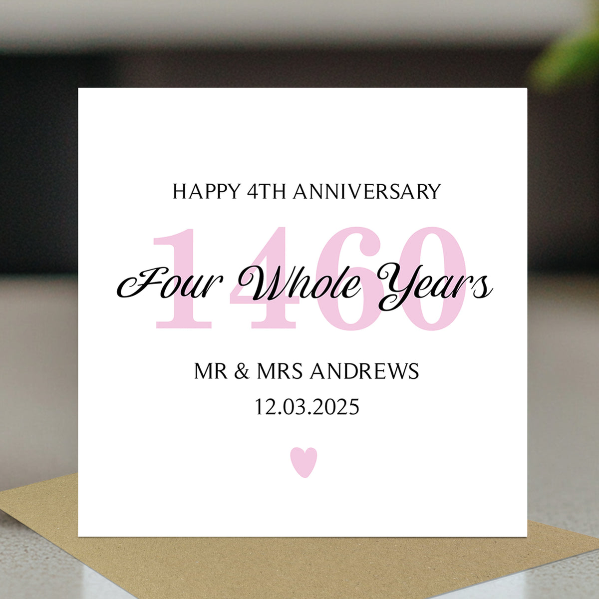 Personalised 4th Wedding Anniversary Card For Husband Wife