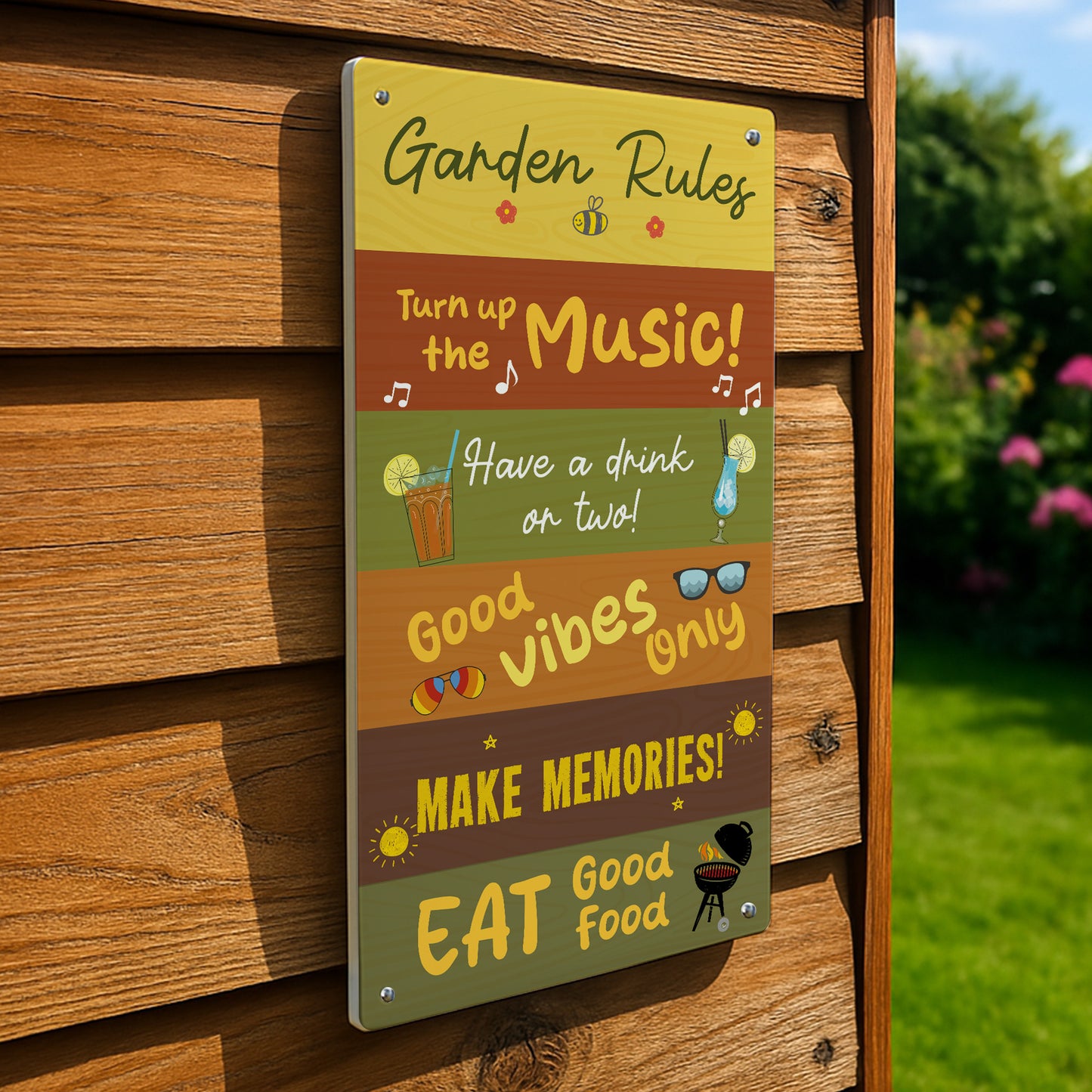 Garden Sign For Outside Funny Garden Rules Sign 22x12cm Acrylic