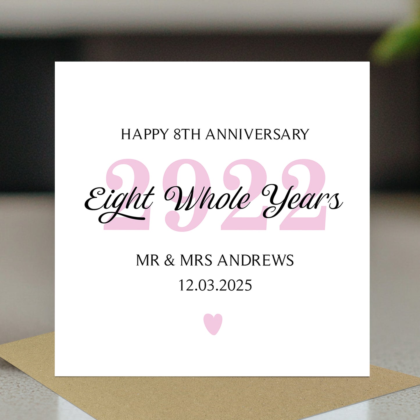 Personalised 8th Wedding Anniversary Card For Husband Wife