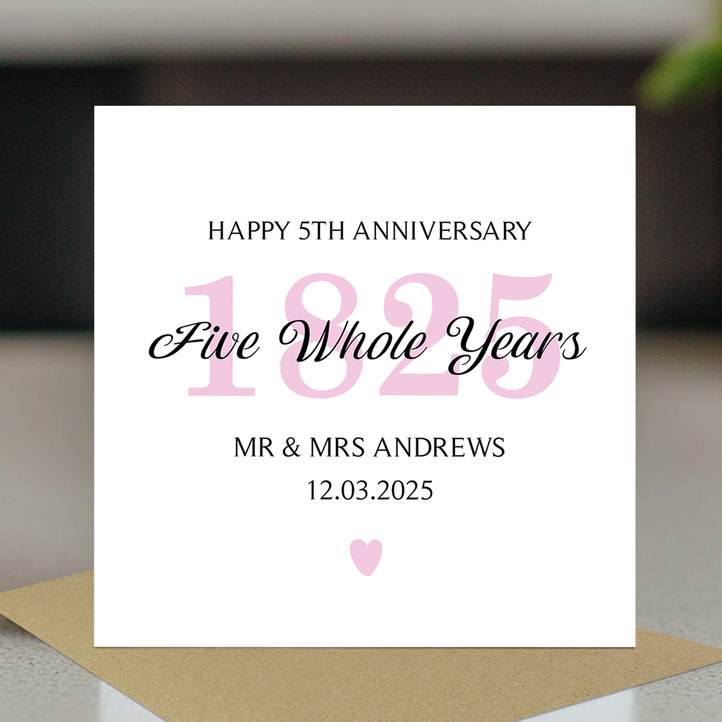 Personalised 5th Wedding Anniversary Card For Husband Wife