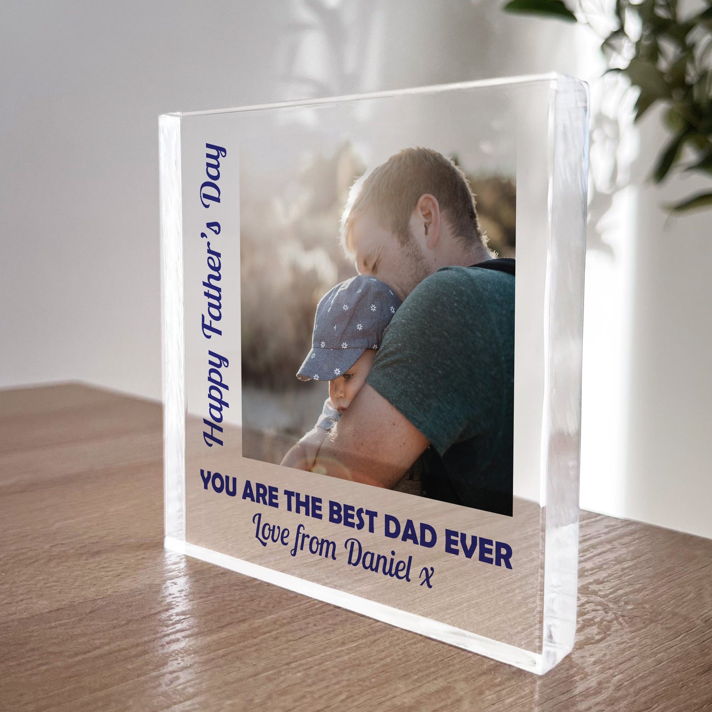 Fathers Day Gift For BEST DAD EVER Personalised Clear Block