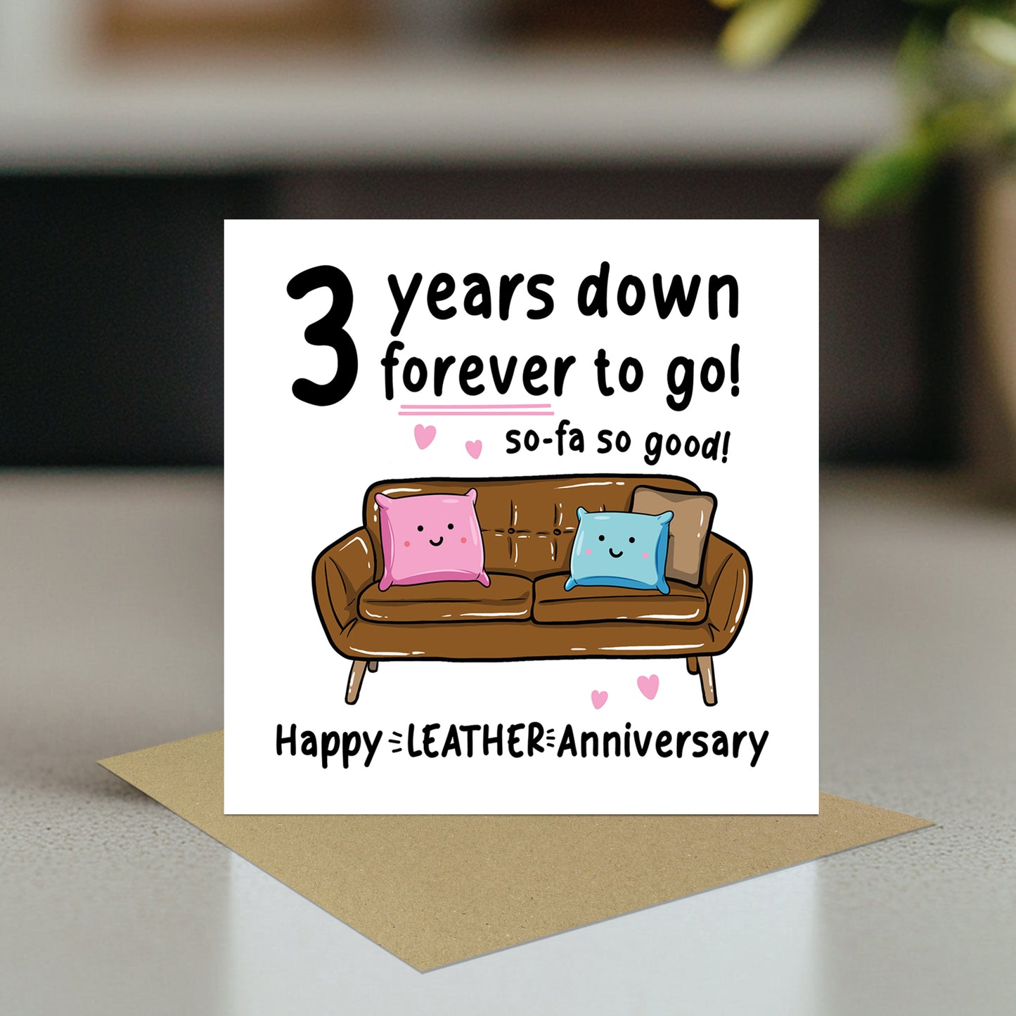 Funny 3rd Anniversary Card For Husband Wife Leather Anniversary