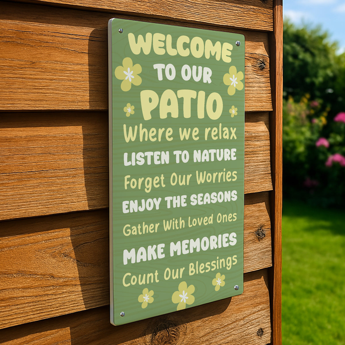 Welcome To Our Patio Hanging Wall Door Sign Outdoor Signs
