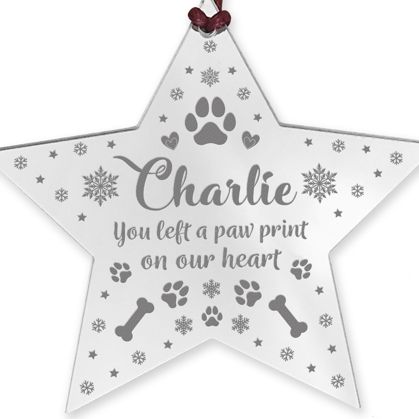 Personalised Dog Memorial Star Christmas Ornaments Pet Gift