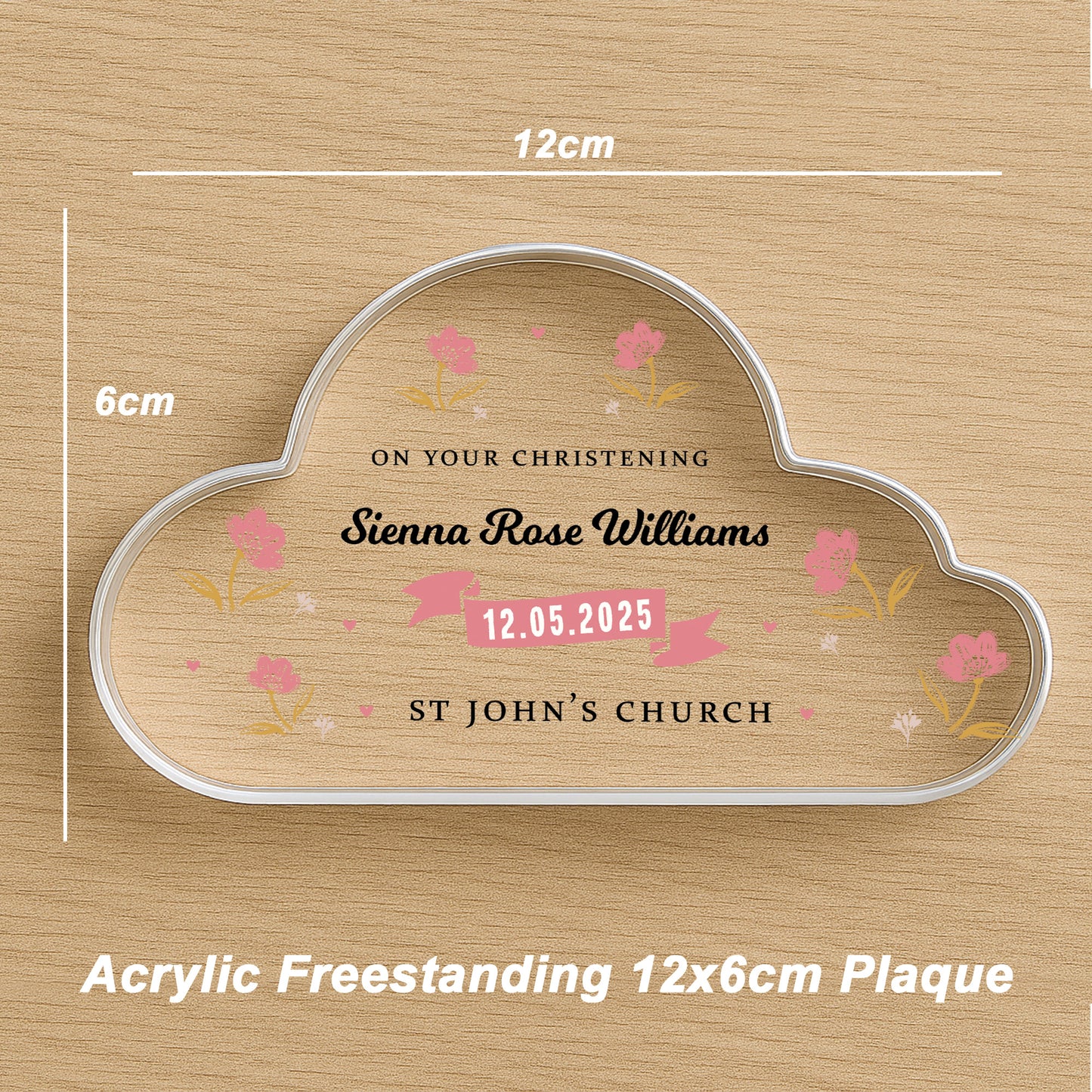 Personalised Christening Gift For Baby Girl Cloud Baby Plaque