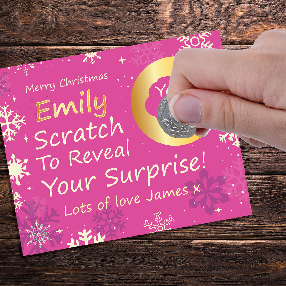 Personalised Christmas Scratch Reveal Card For Her Surprise