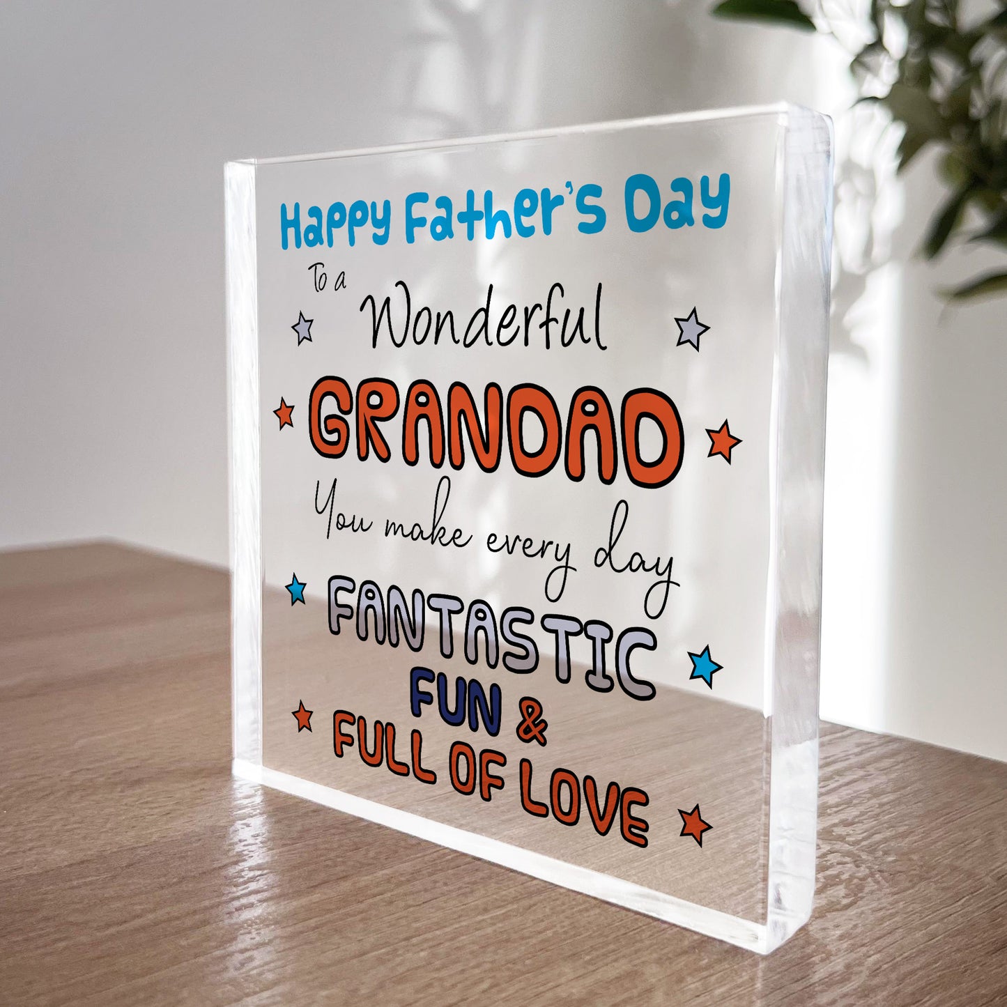 Gift For Wonderful Grandad On Fathers Day Acyrlic Block Thankyou