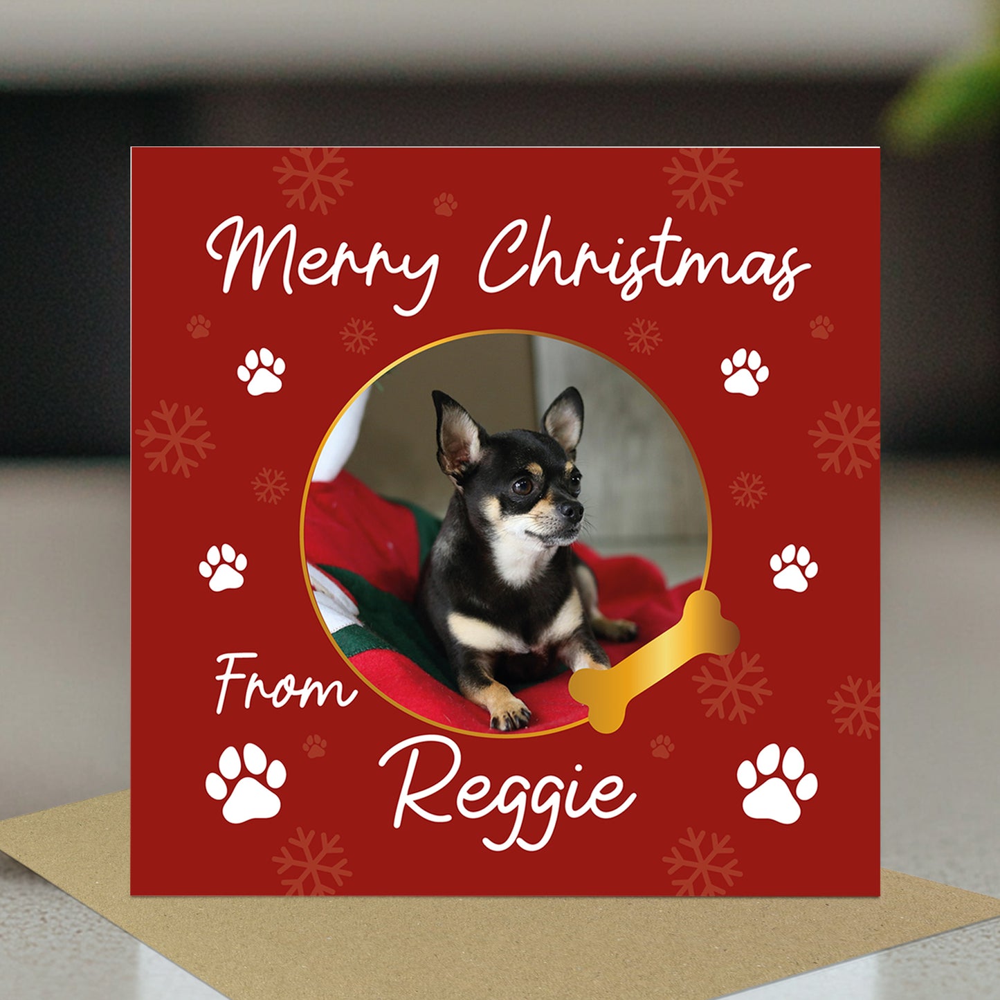 Merry Christmas Card From The Dog Personalised Photo Card