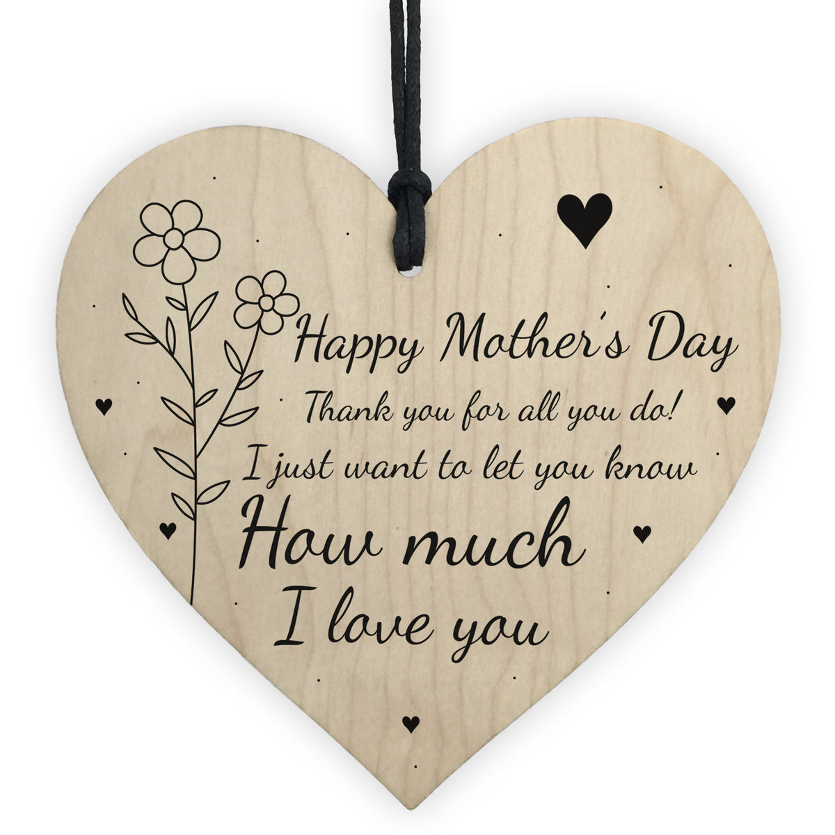 Mothers Day Card For Mum Wooden Heart and Card Set Mum Gifts
