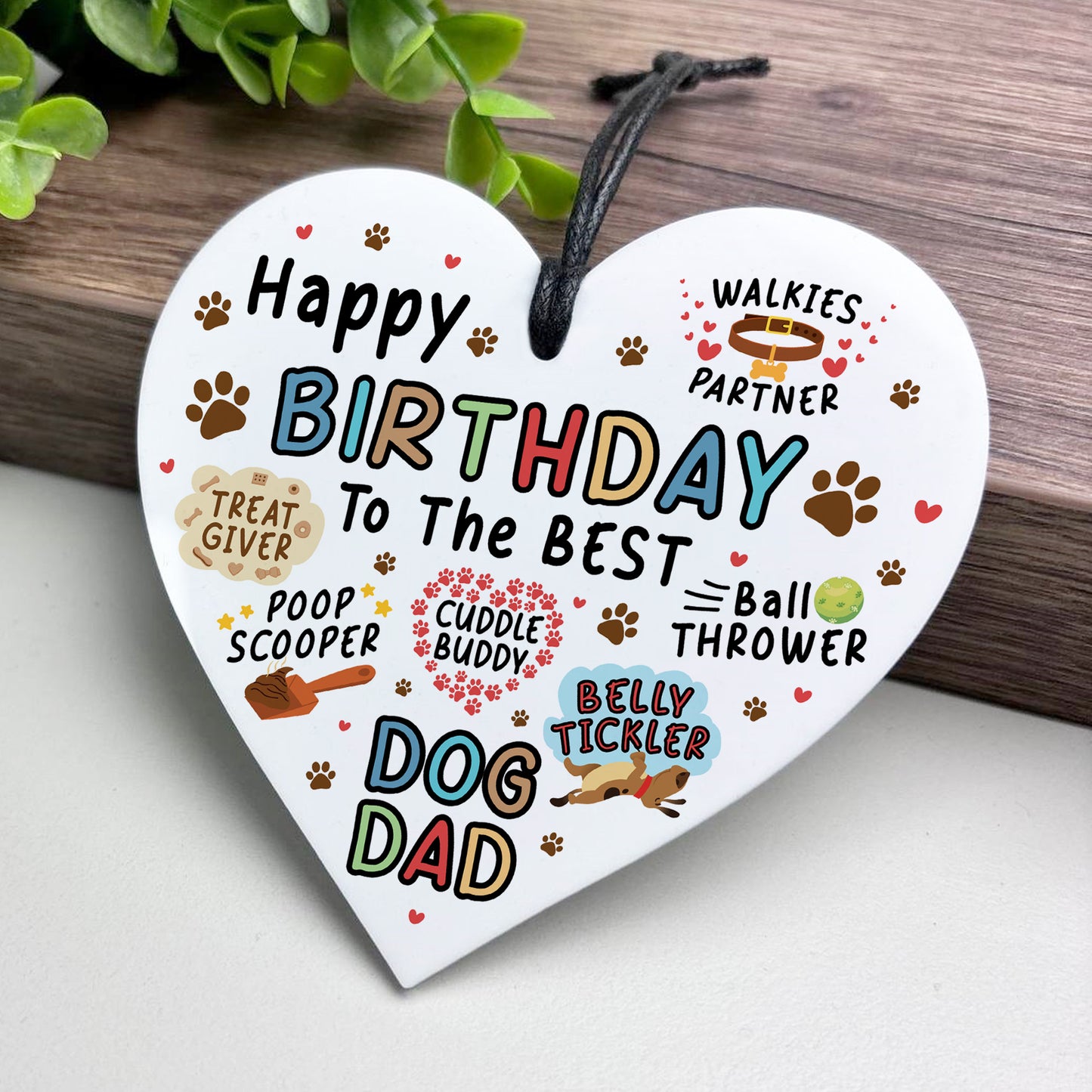 Birthday Day Gift From Dog Funny Gift For Dad Hanging Heart