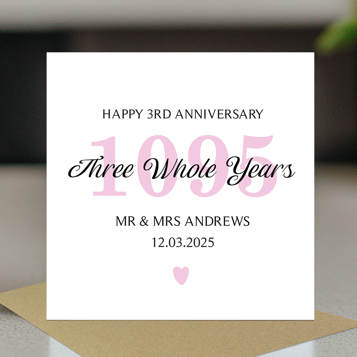 Personalised 3rd Wedding Anniversary Card For Husband Wife