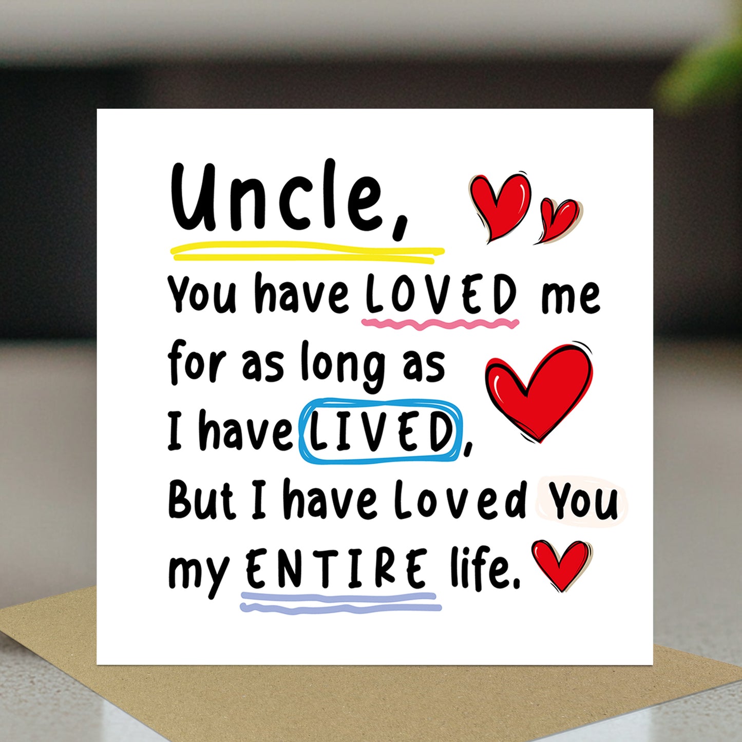 Birthday Card For Uncle With Kraft Envelope Uncle Card