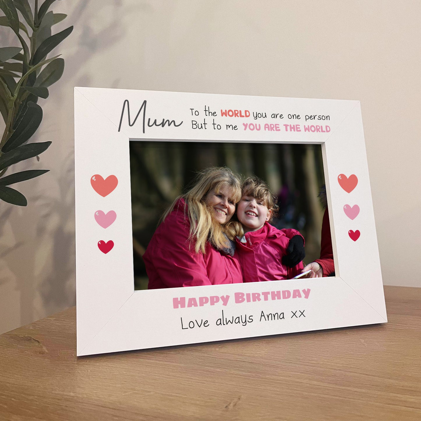 Personalised Birthday Mum Gifts White Wood 7x5 Photo Frame Gift