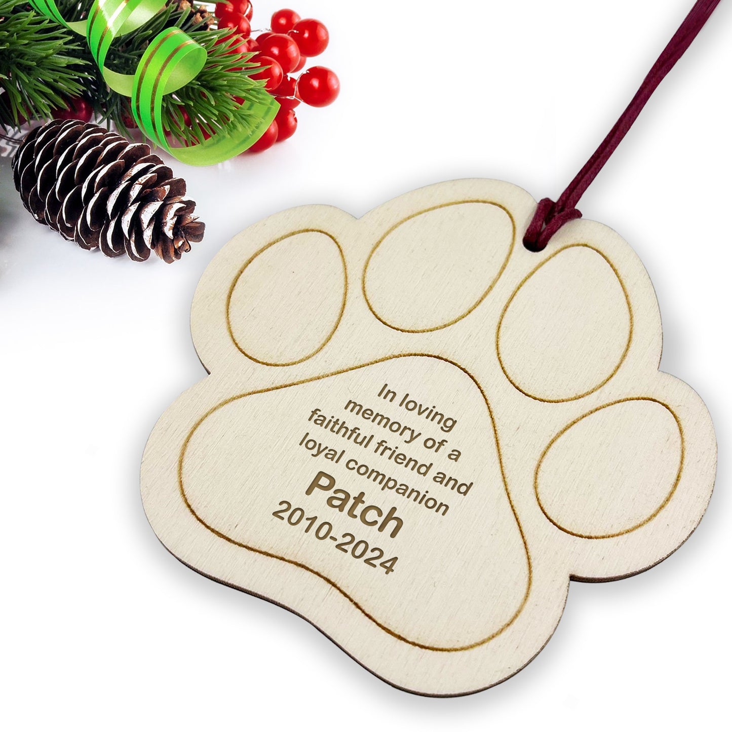Personalised Pet Memorial Wooden Paw Print Decoration Dog Puppy
