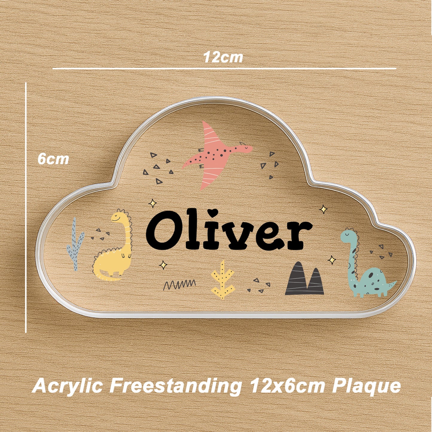 Dinosaur Acrylic Plaque Custom Name Nursery Decor Dinosaur Gift