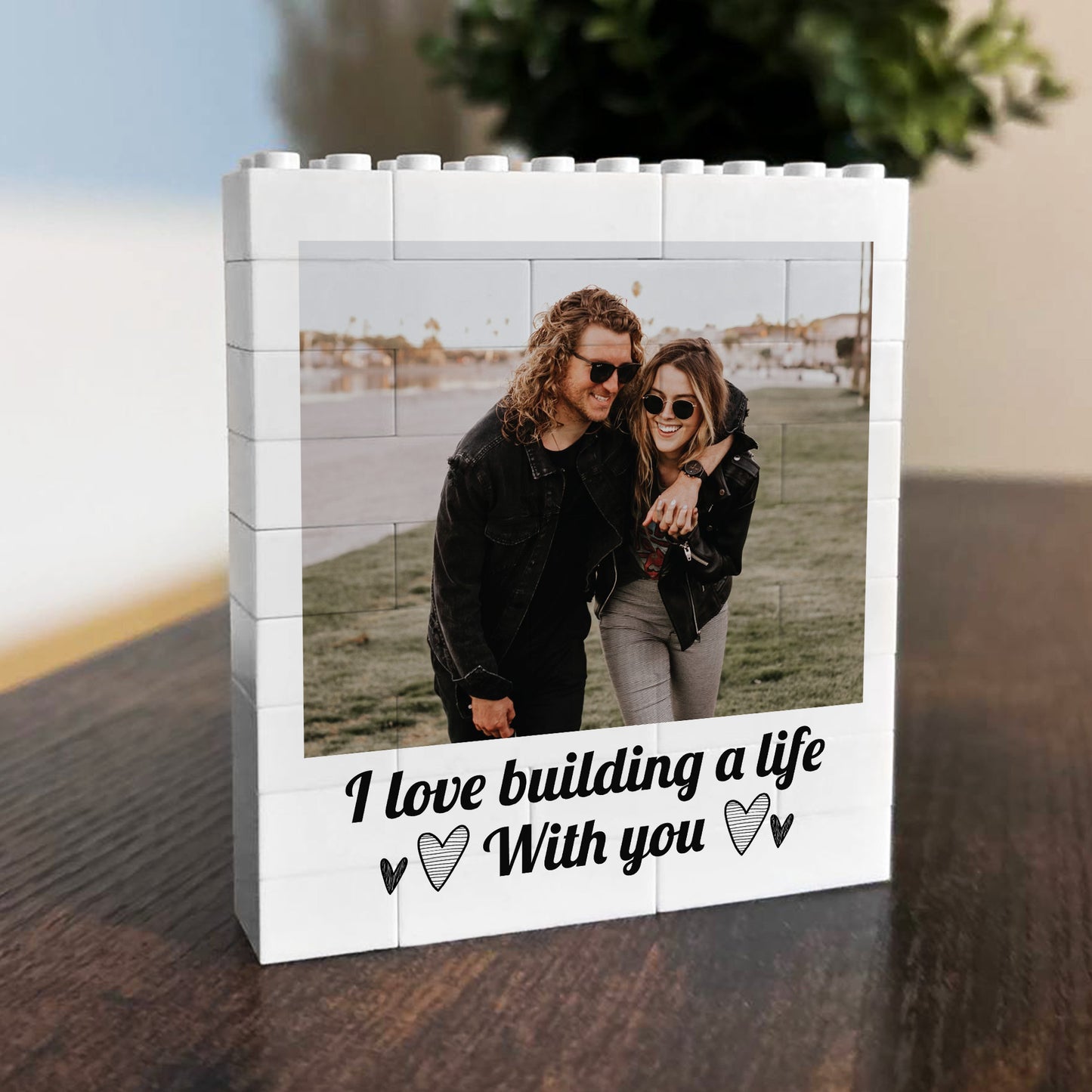 Personalised Photo Bricks Couple Plaque Gift For Anniversary
