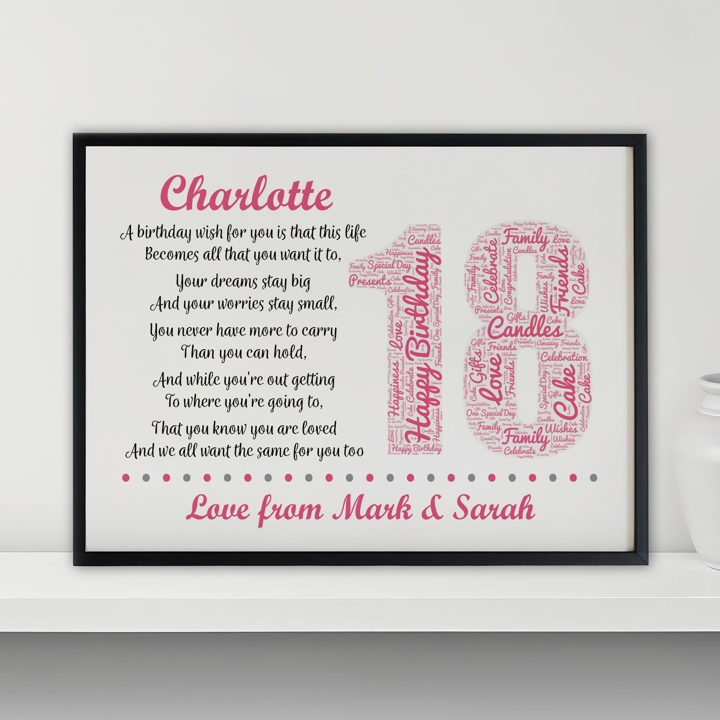 Personalised 18th Birthday Gifts for Daughter A3 Framed Print