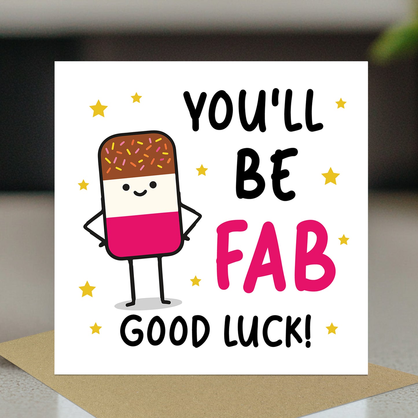 YOU'LL BE FAB Good Luck Card With Kraft Envelope Good Luck Card