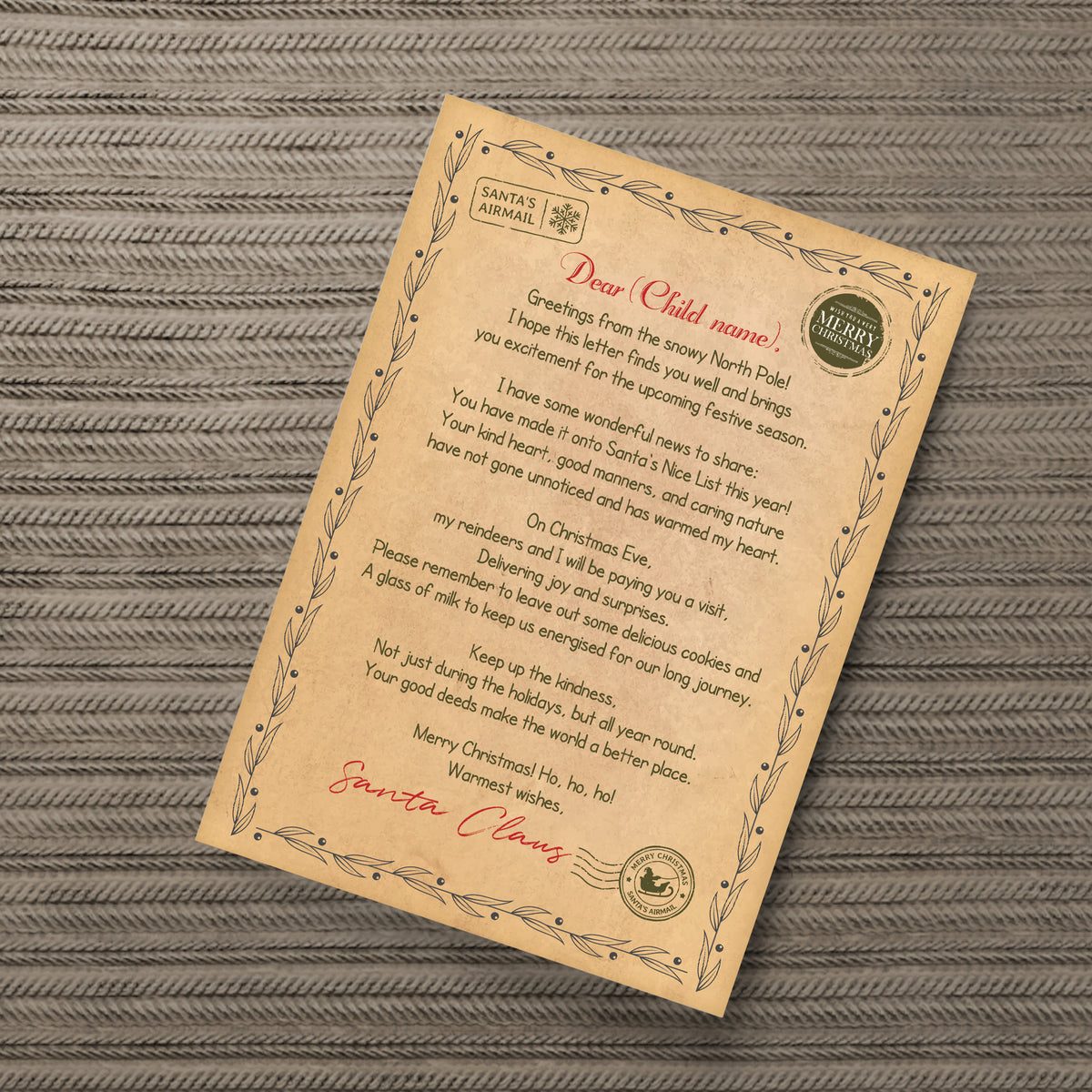 Personalised Christmas Letter Santa North Pole Letter Nice List