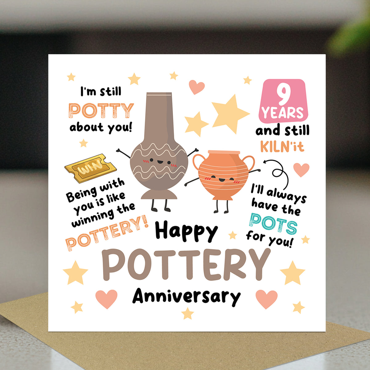 Happy Pottery Anniversary Card For Husband Wife 9th Anniversary