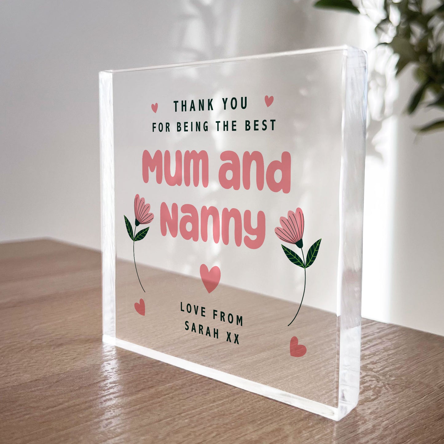 Mum and Nanny Gift Acrylic Block Thank You Birthday Gift For Mum