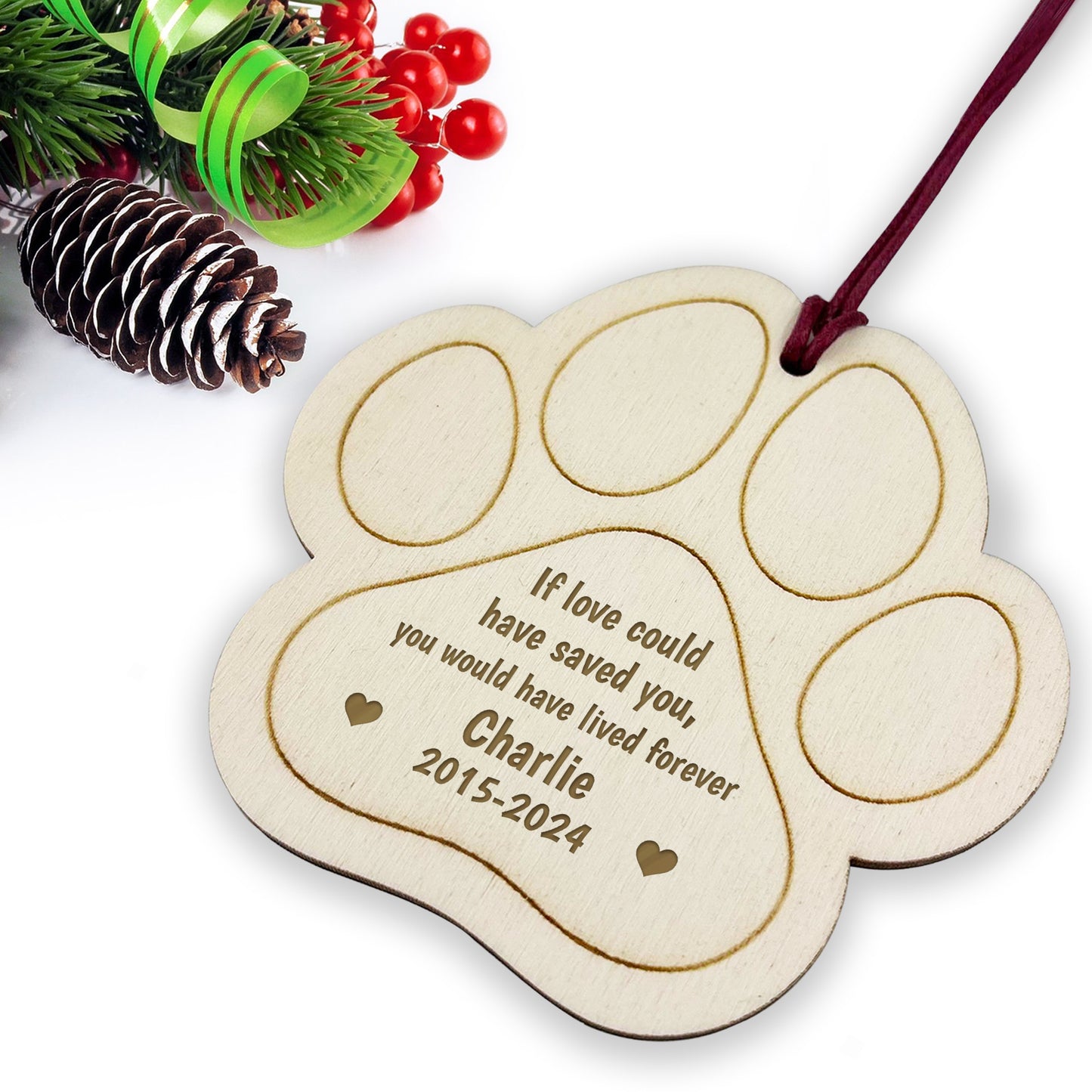 Dog Personalised Memorial Tree Decorations Engraved Ornament