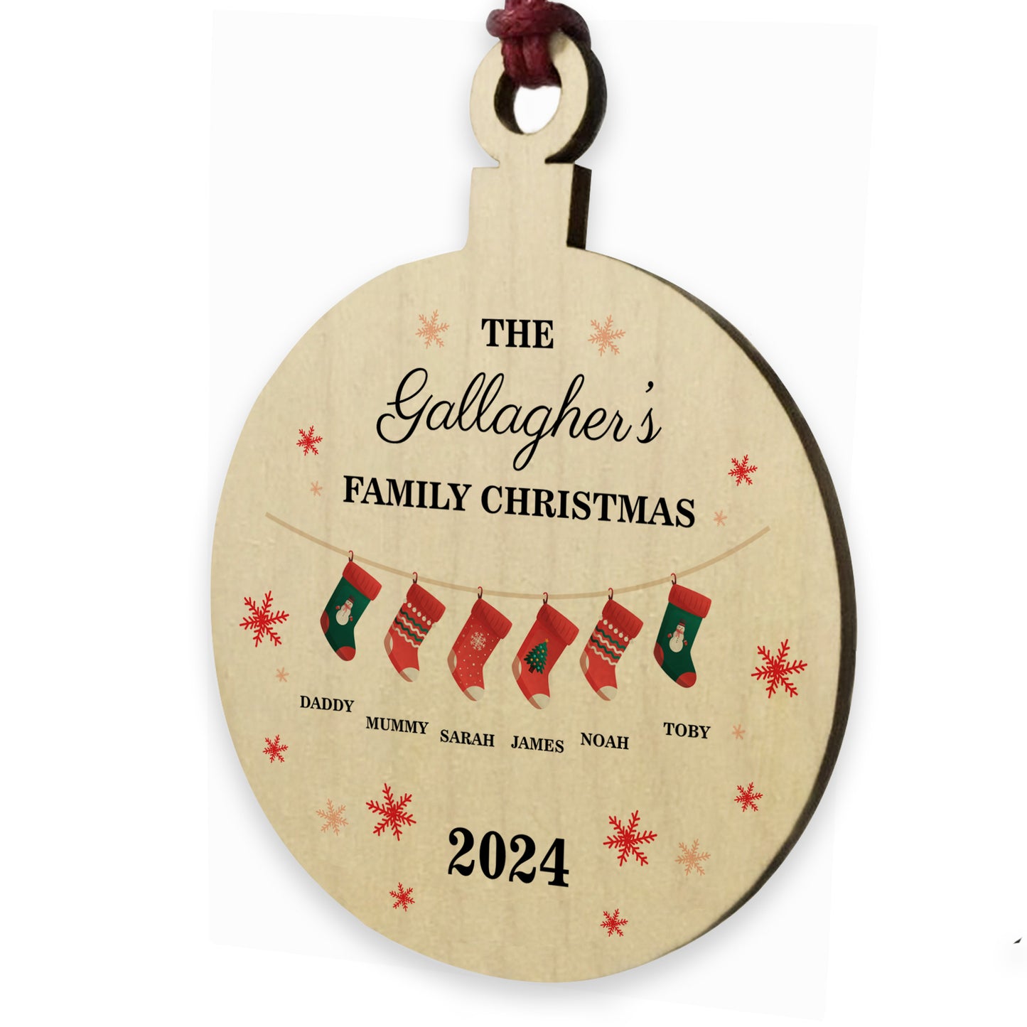 Personalised Christmas Decoration For Family of 6 Ornament