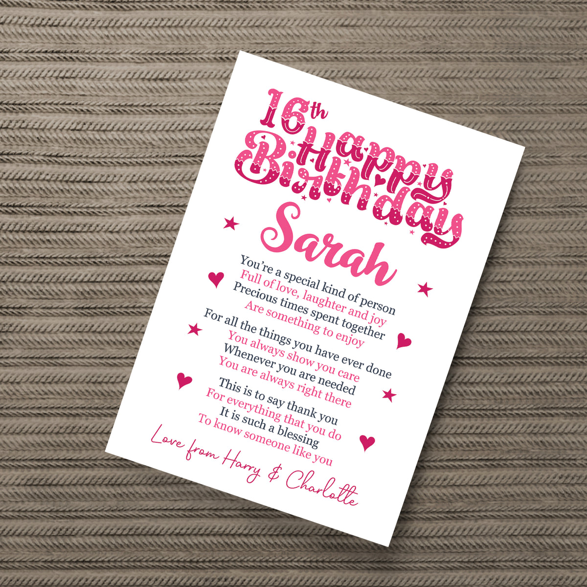 PERSONALISED 16th Birthday Gifts For Her Gift For Daughter A4
