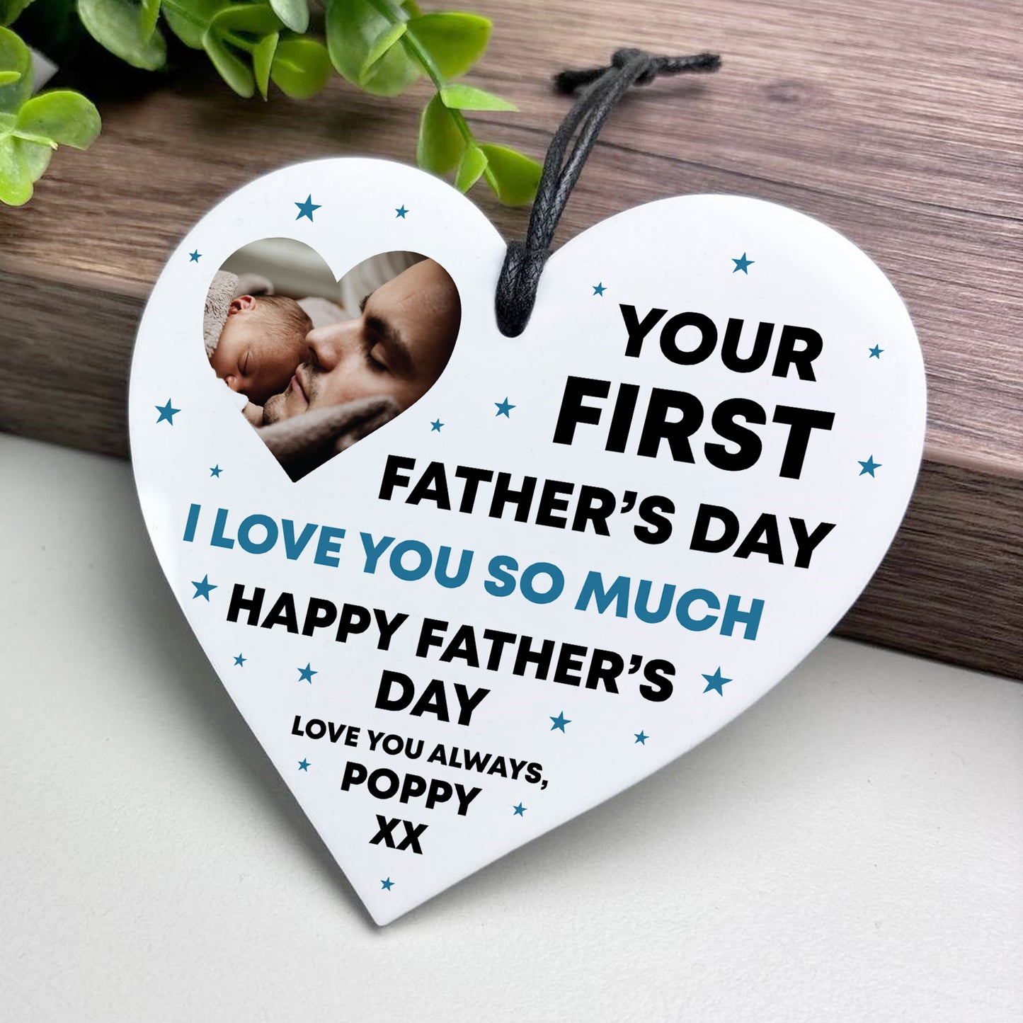 Gift For New Daddy For 1st Fathers Day Heart Plaque Personalised