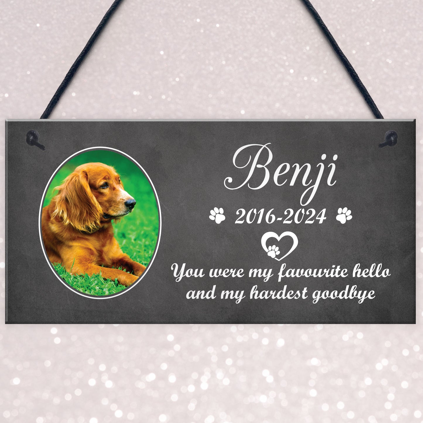 Personalised Dog Memorial Pet Loss Plaque with Photo and Text