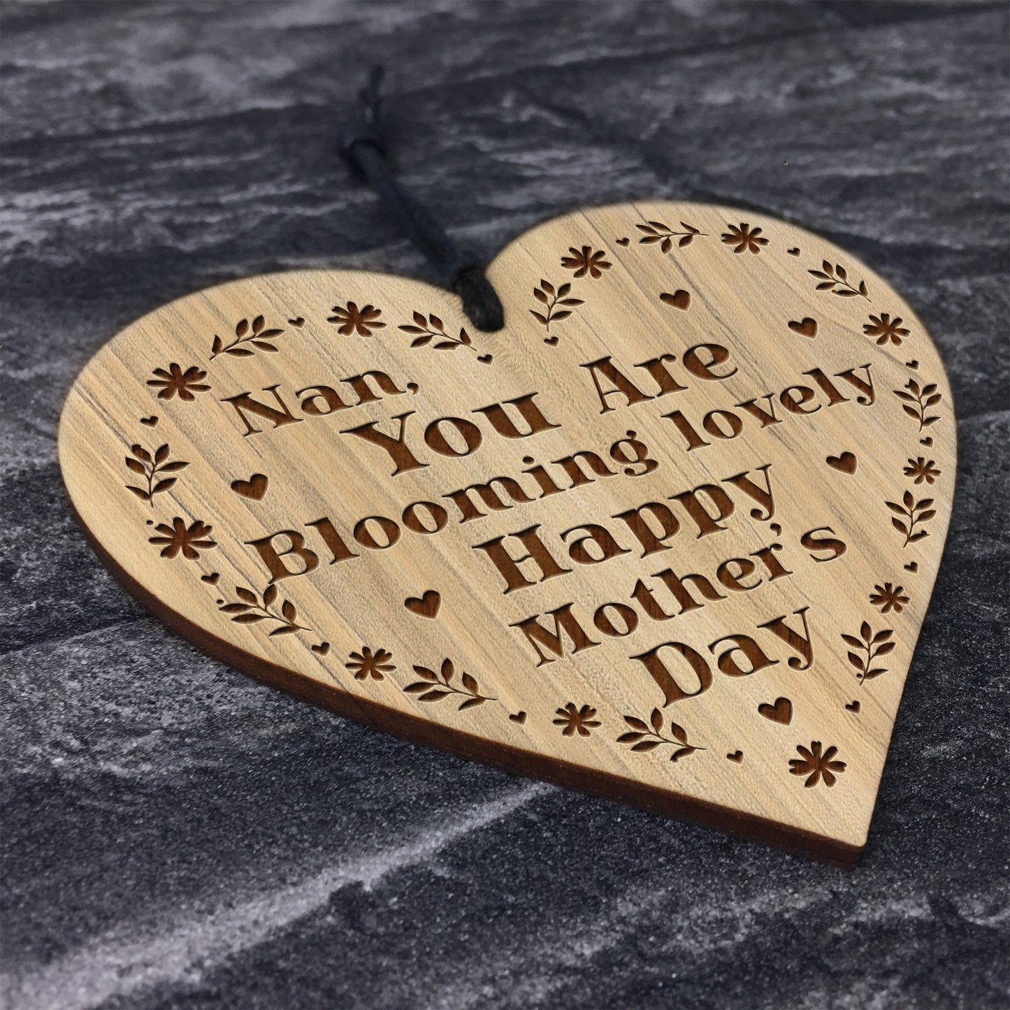 Mothers Day Gifts Wood Heart Blooming Lovely Special Nan Gift