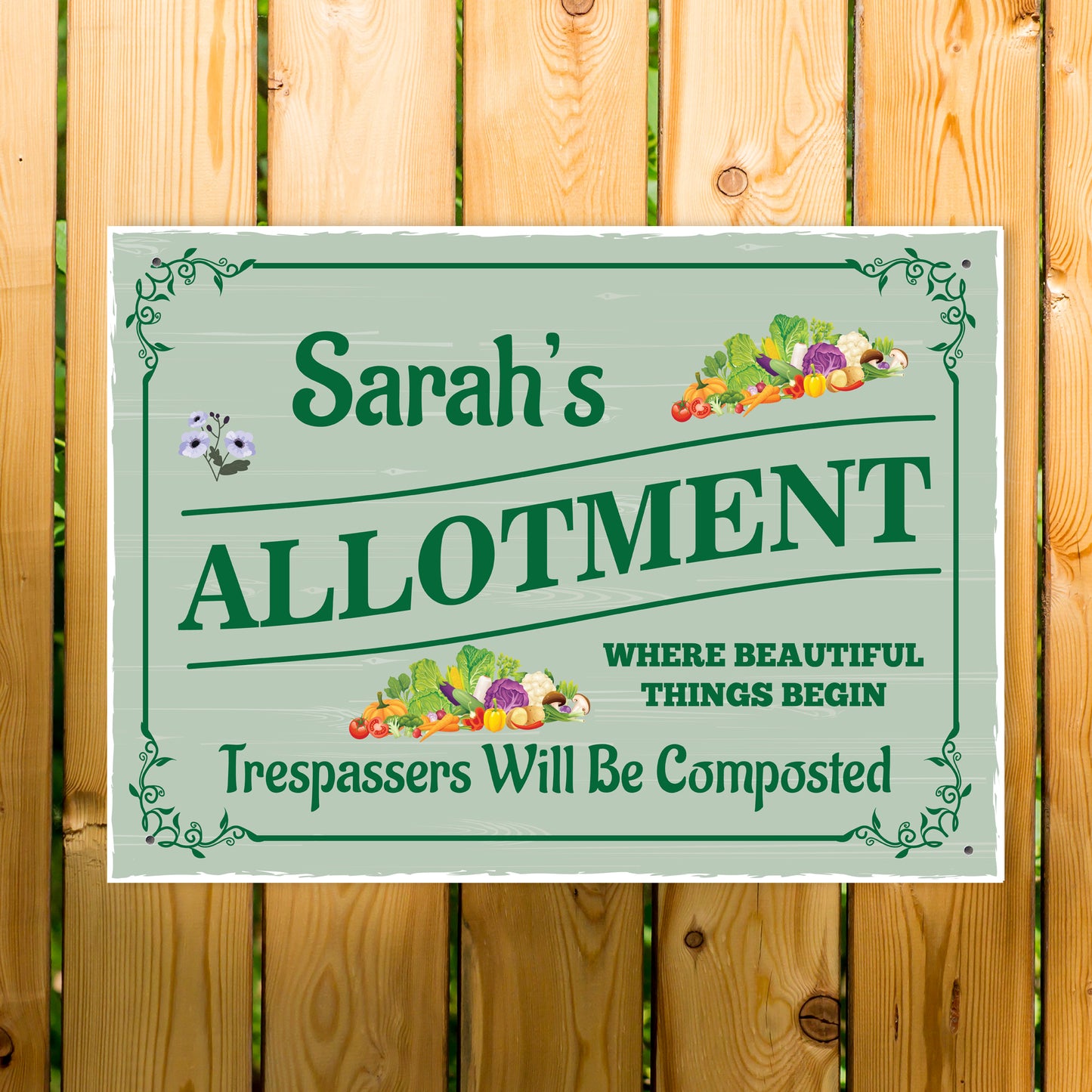 ALLOTMENT PERSONALISED Sign Hanging Plaque Name Garden Sign